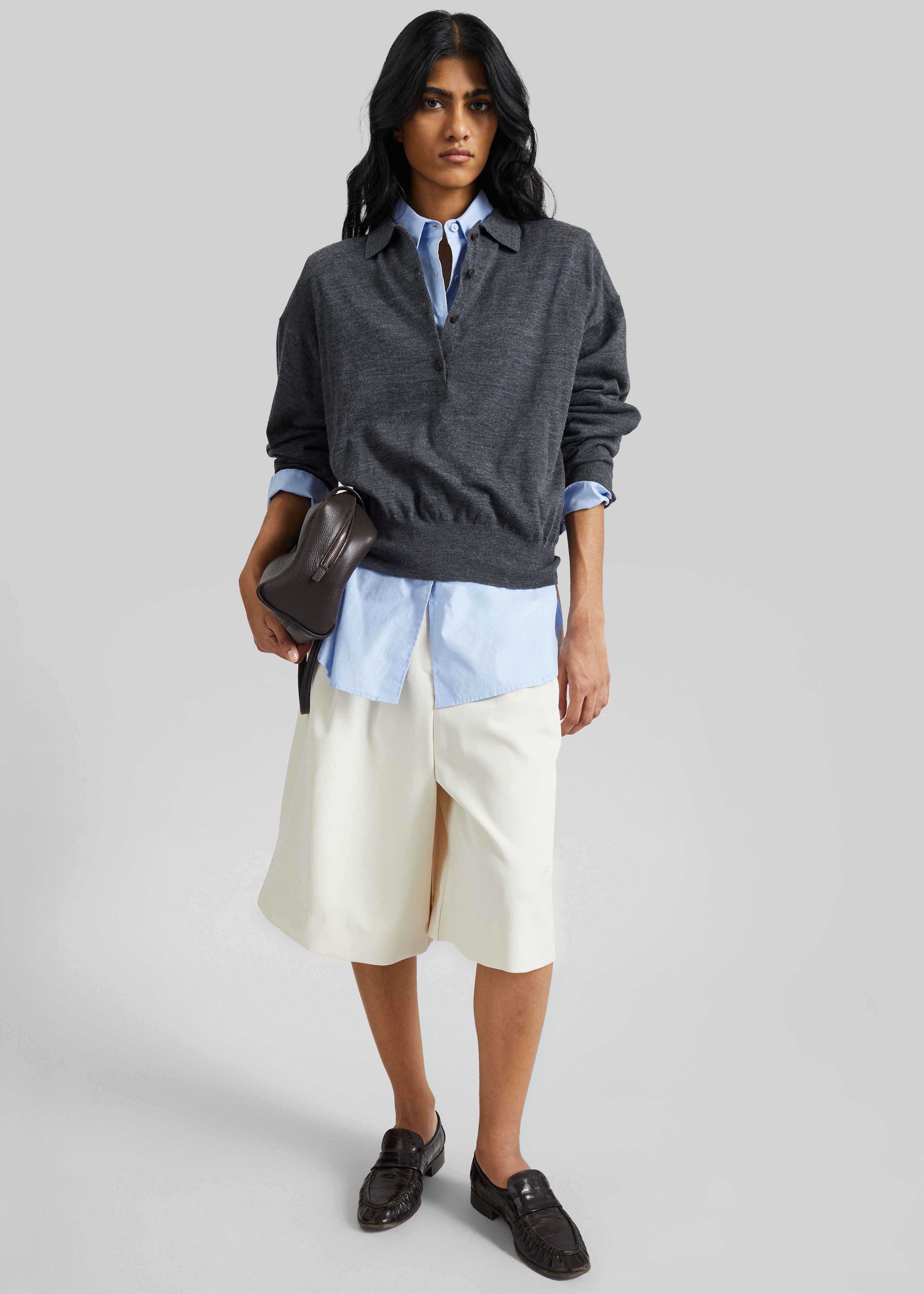 Martel Pleated Bermuda Shorts - Cream