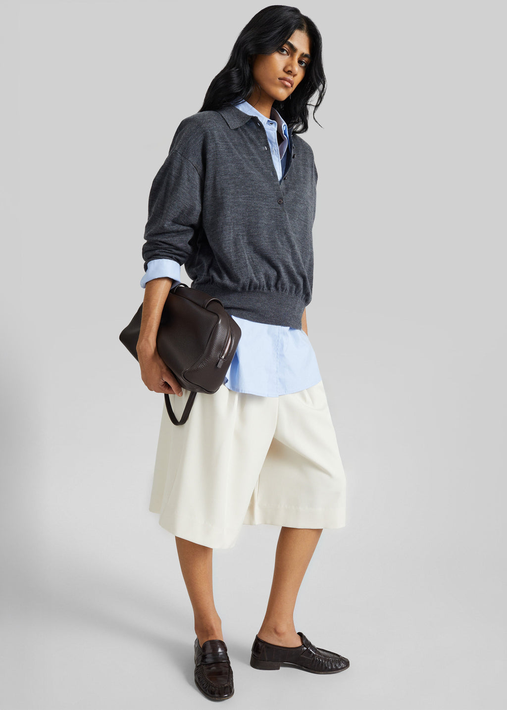 Martel Pleated Bermuda Shorts - Cream