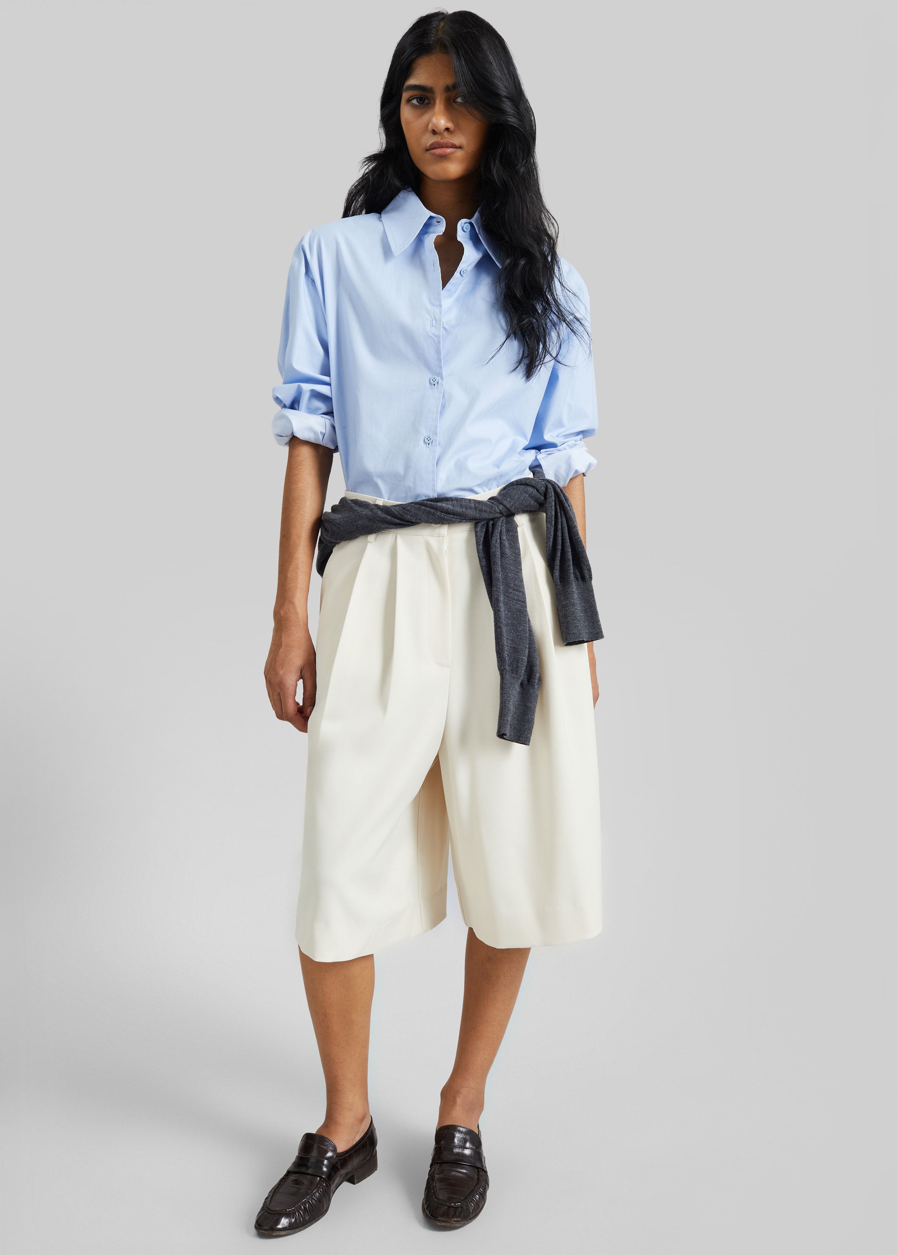 Martel Pleated Bermuda Shorts - Cream