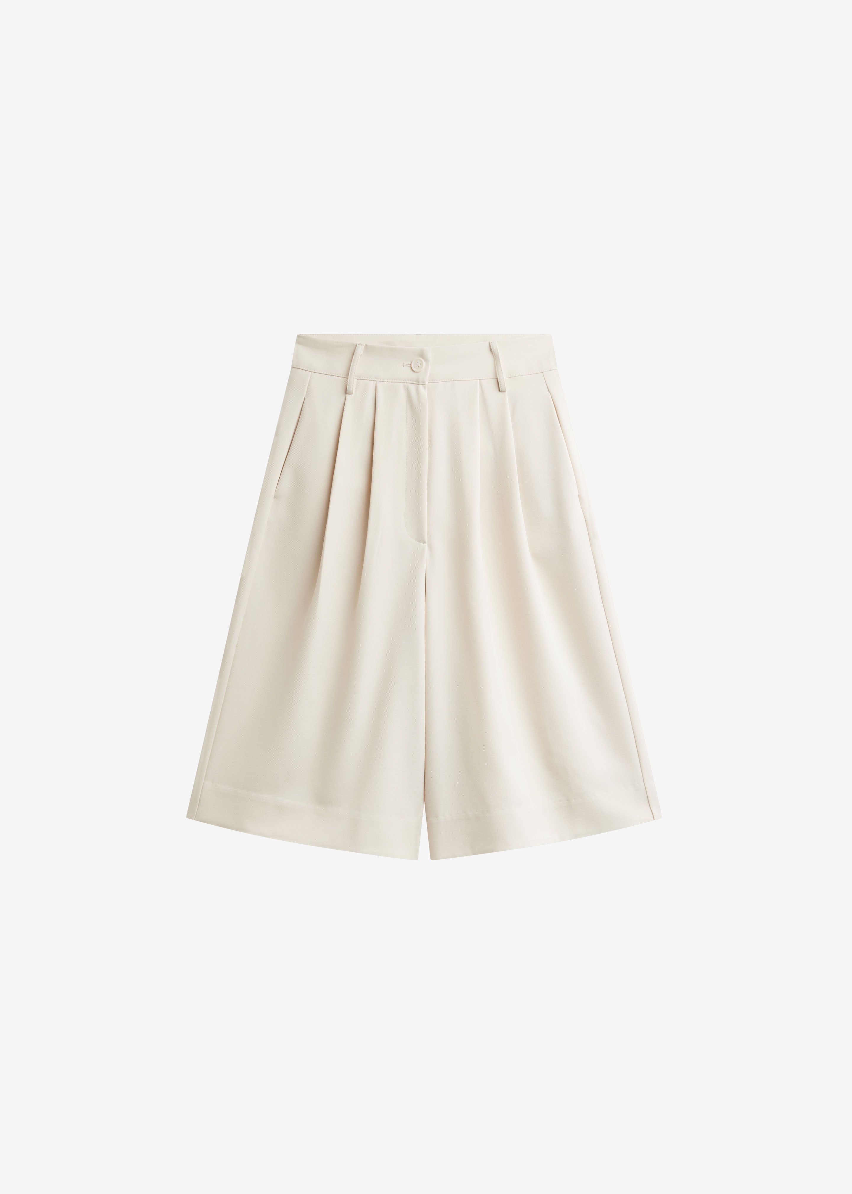Martel Pleated Bermuda Shorts - Cream