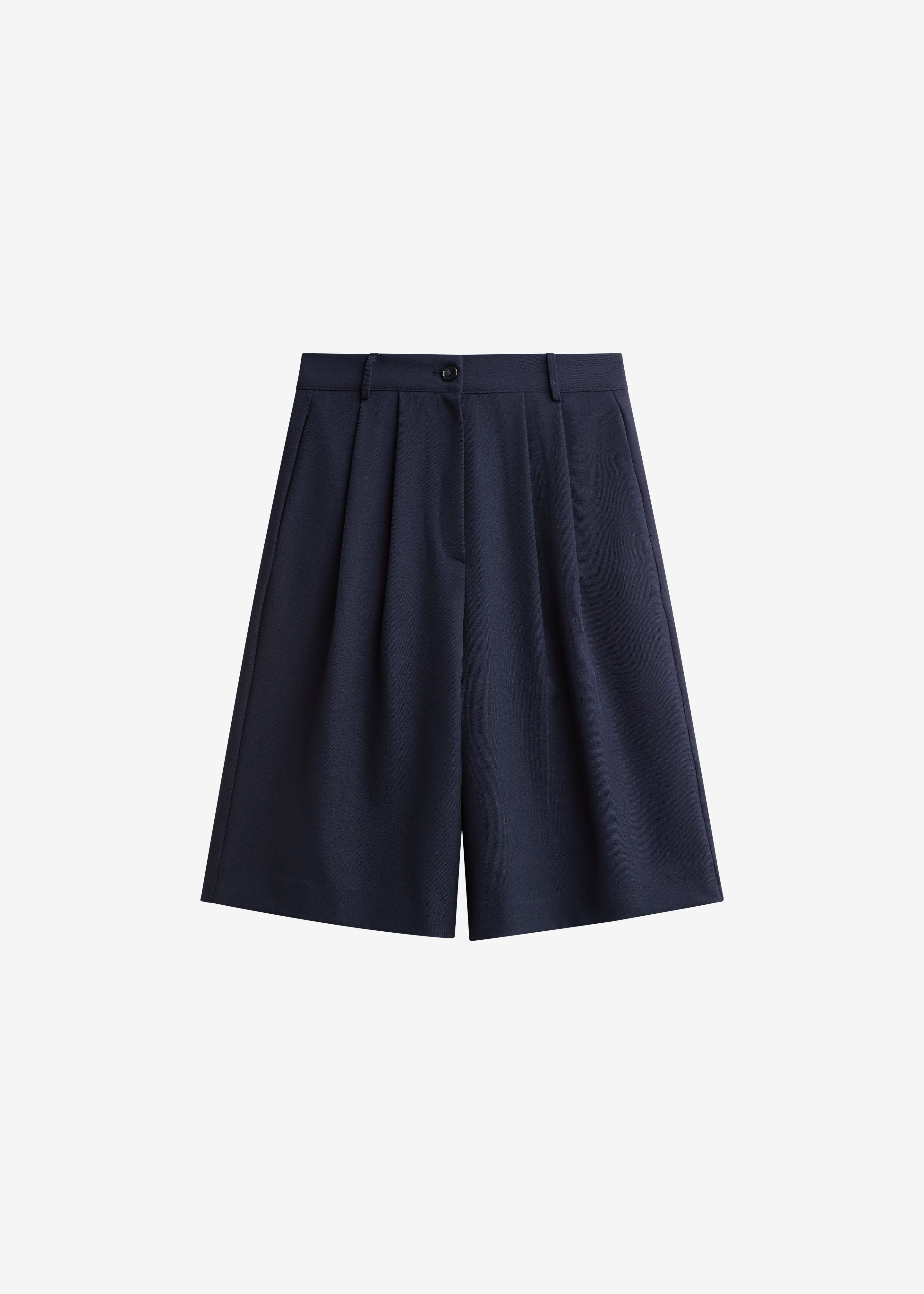 Martel Pleated Bermuda Shorts - Navy