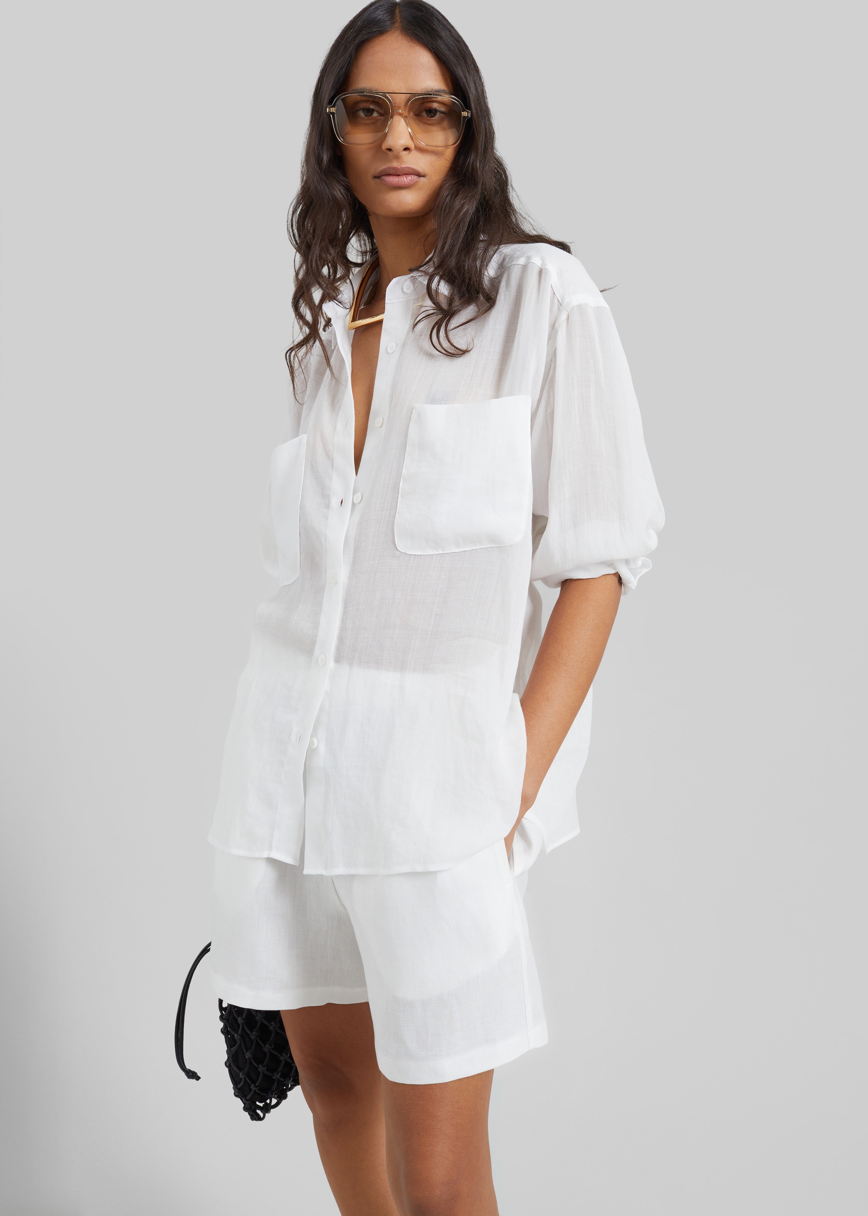 Mineo Linen Shorts - White