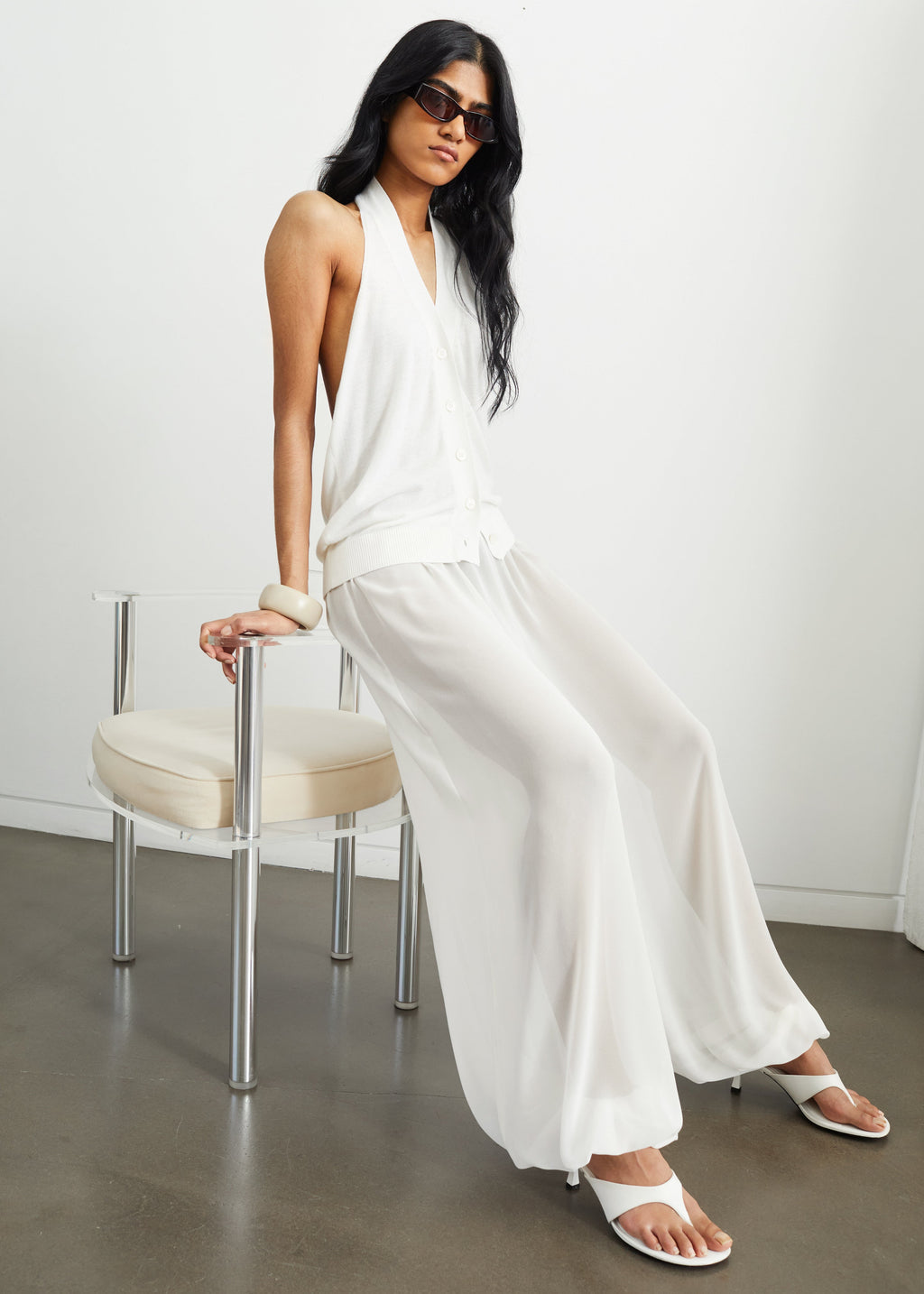 Mio Sheer Balloon Pants - White