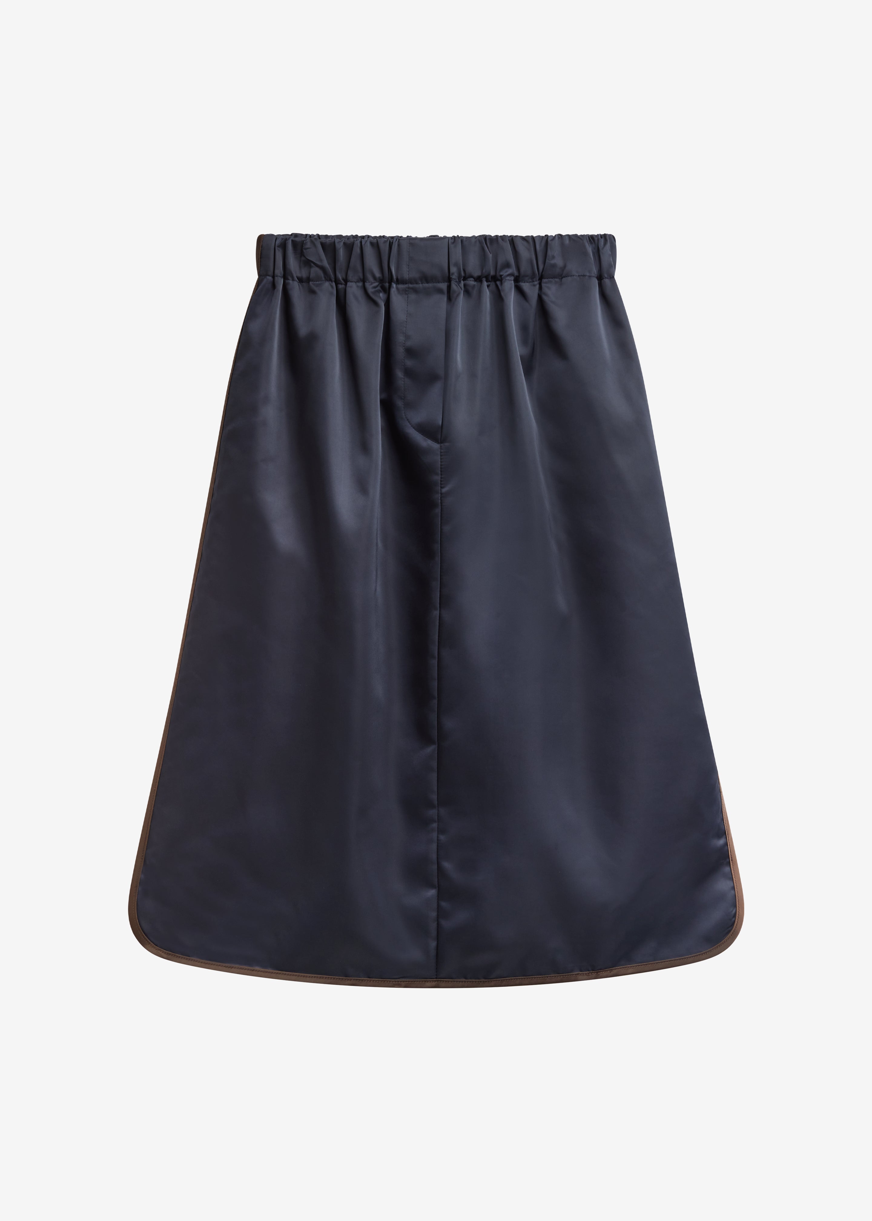 Munich Contrast Piping Midi Skirt - Navy