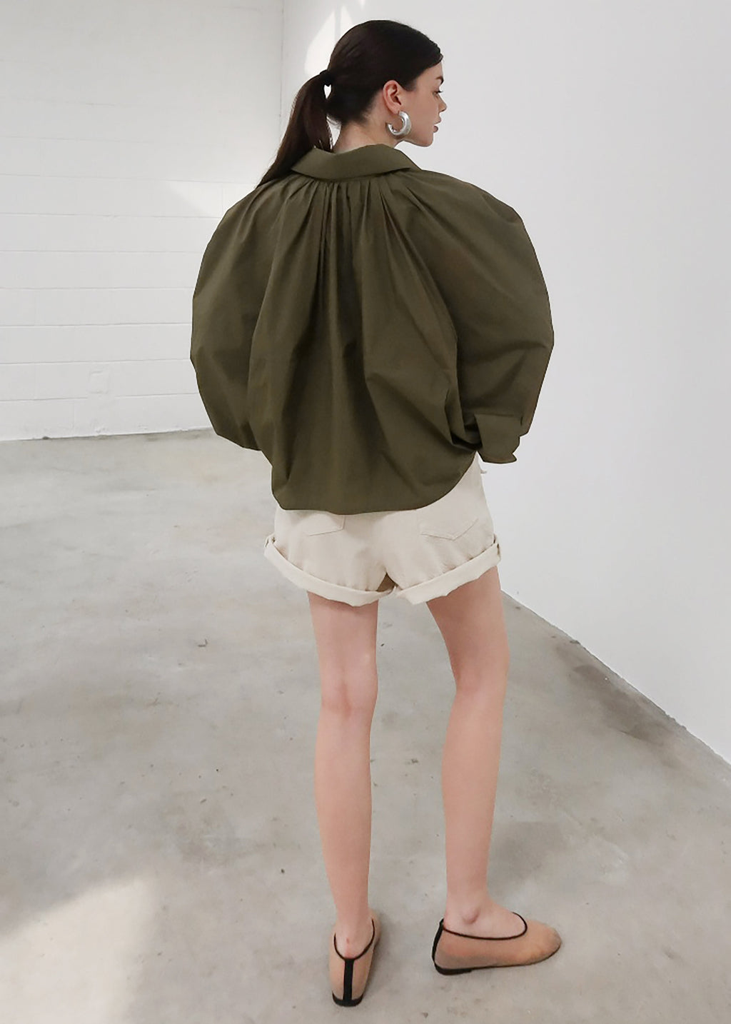 Murray Batwing Sleeve Balloon Jacket - Olive Brown