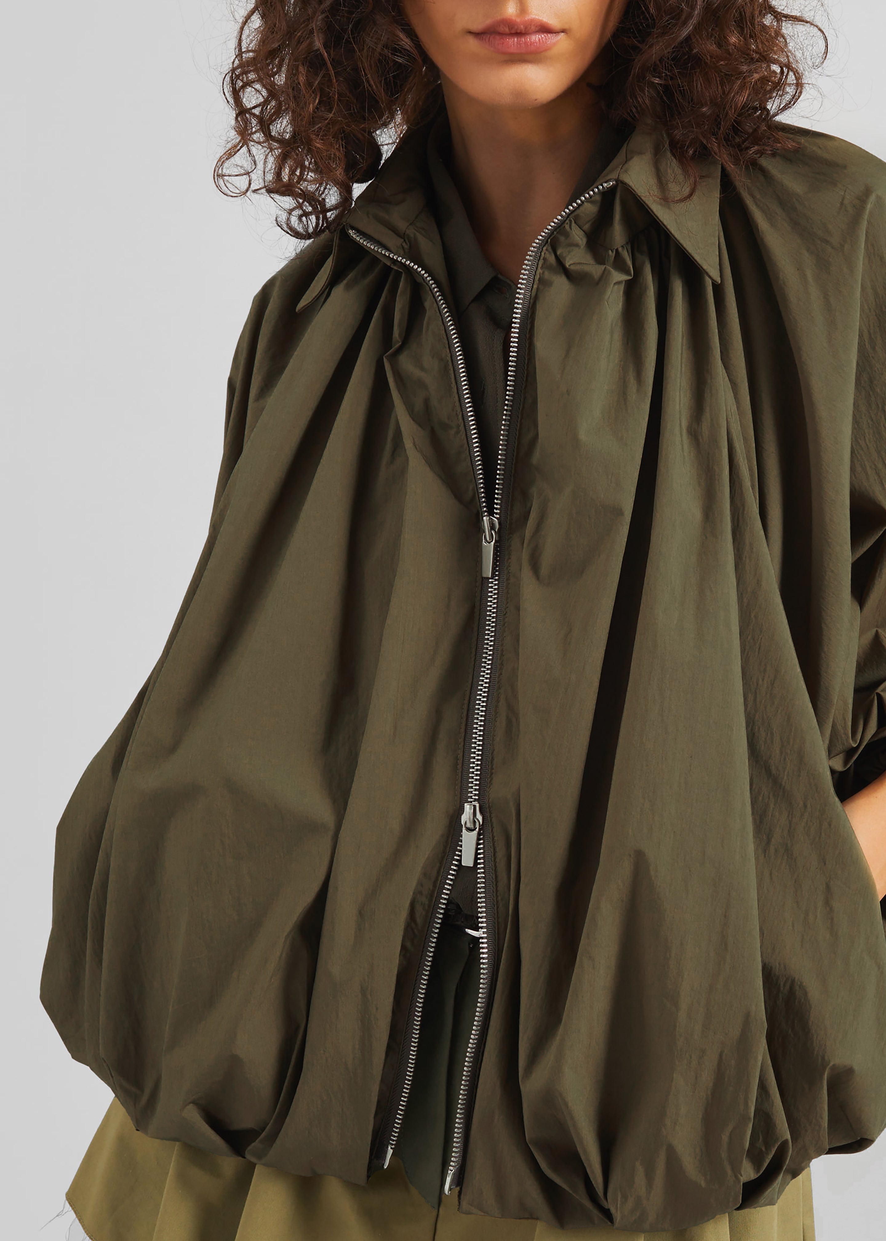 Murray Batwing Sleeve Balloon Jacket - Olive Brown