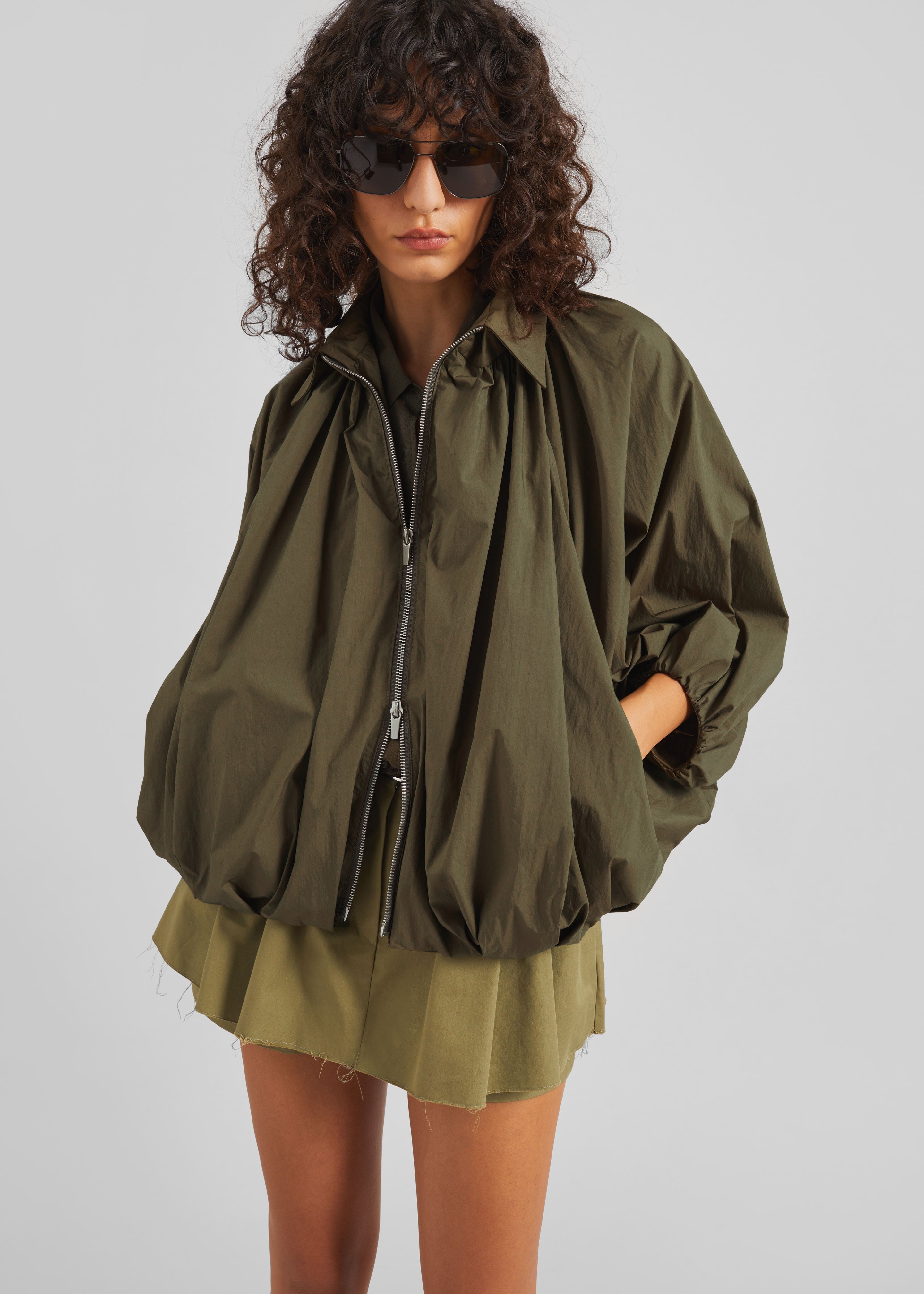Murray Batwing Sleeve Balloon Jacket - Olive Brown