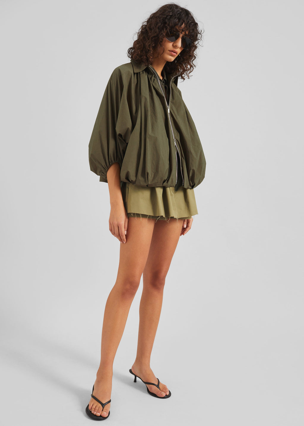 Murray Batwing Sleeve Balloon Jacket - Olive Brown