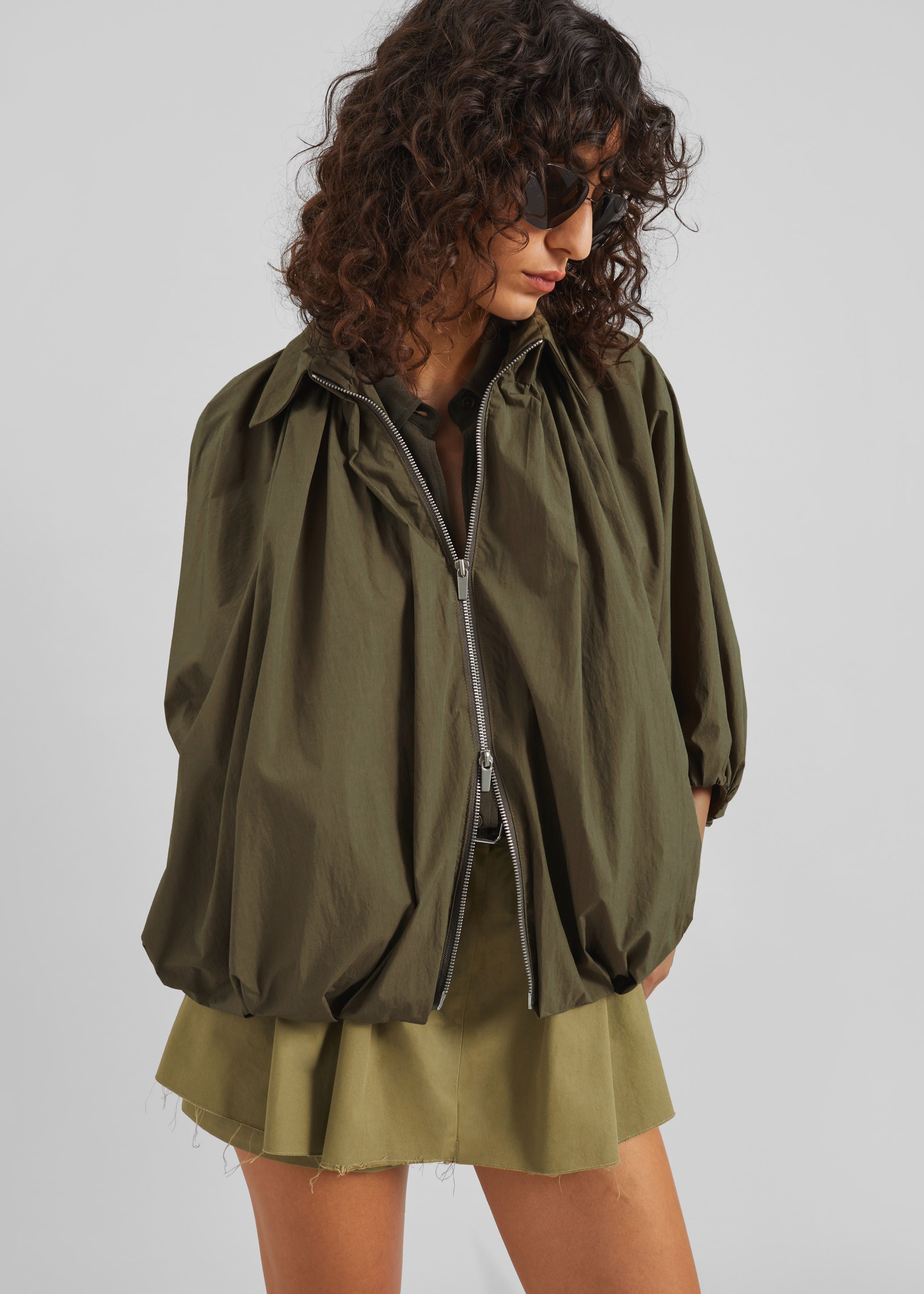 Murray Batwing Sleeve Balloon Jacket - Olive Brown