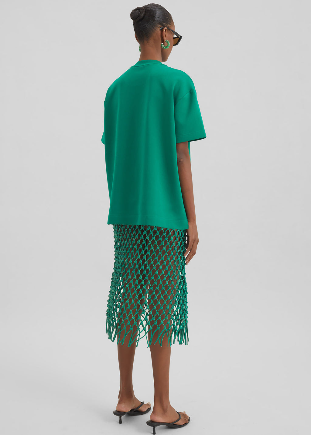 Nelaya Leather Macrame Skirt - Emerald