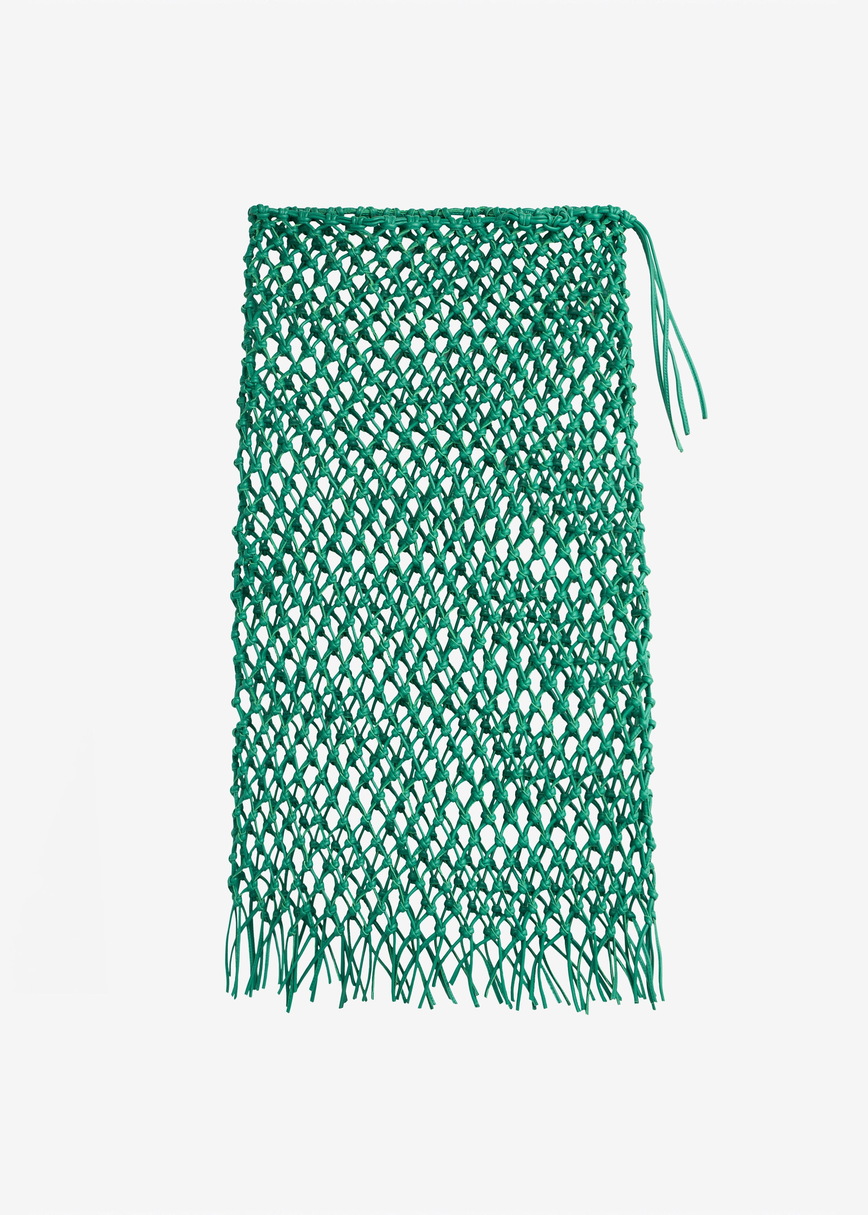 Nelaya Leather Macrame Skirt - Emerald