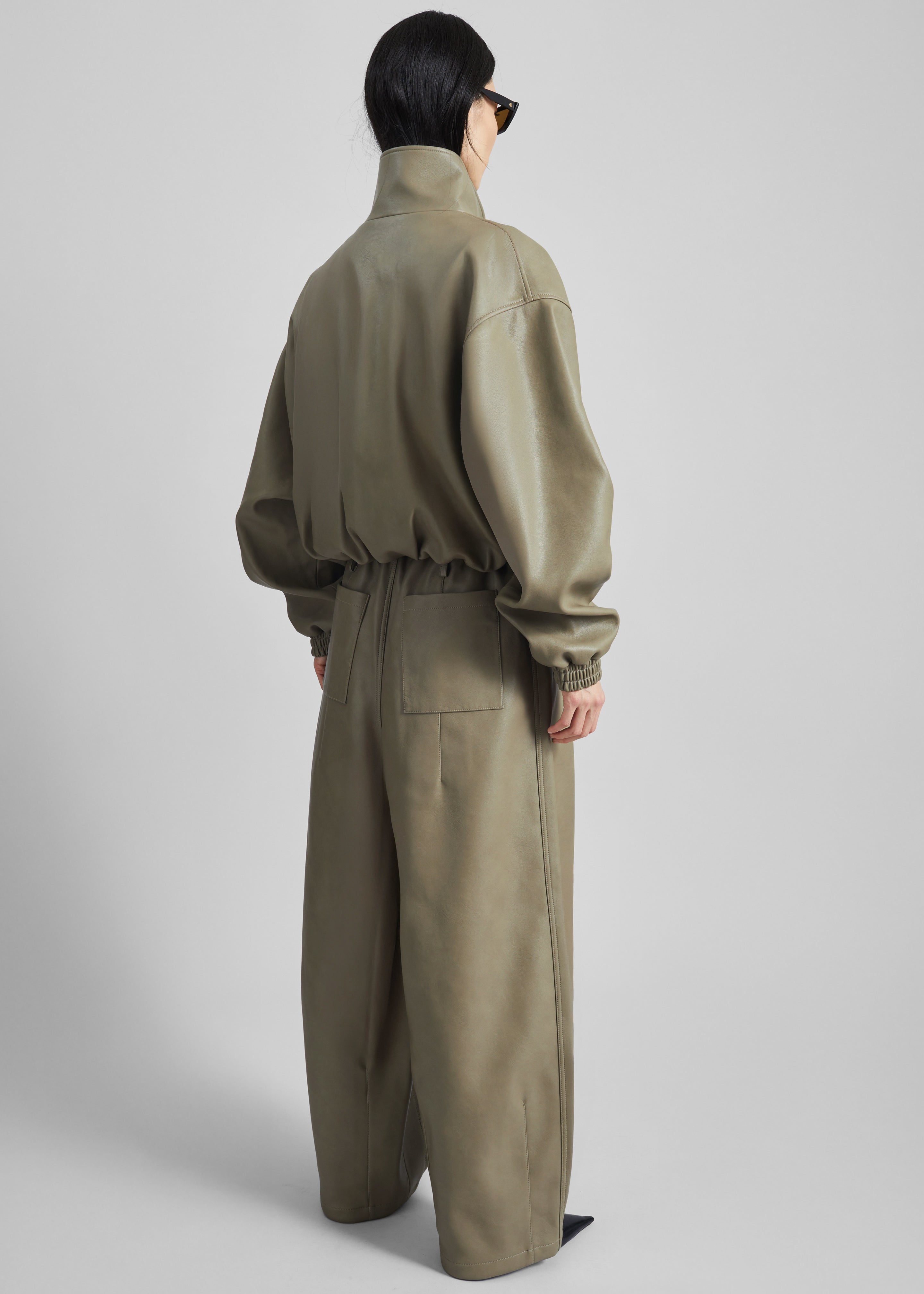 Nolita Faux Leather Bomber Jacket - Sage