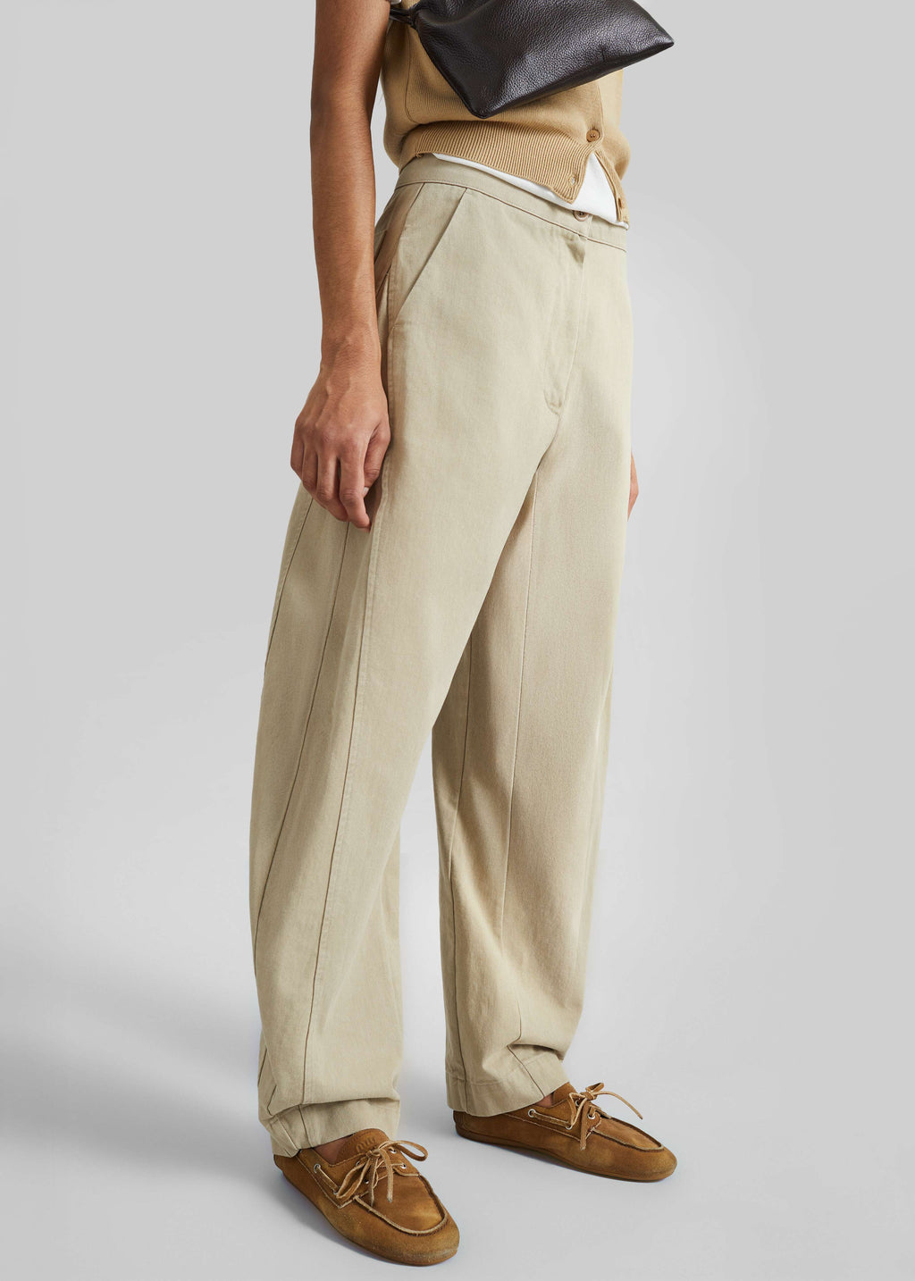 Noyon Barrel Leg Pants - Beige