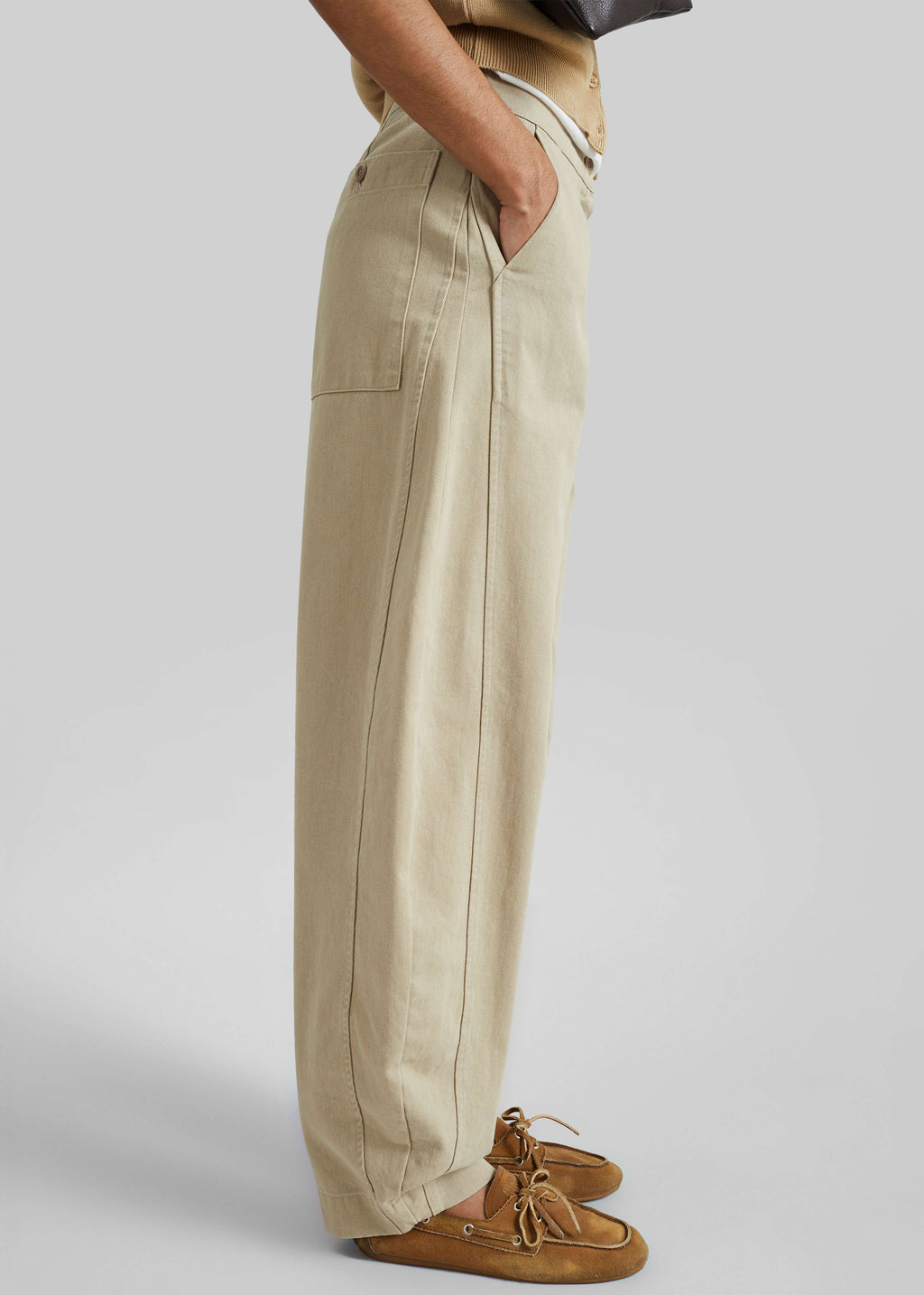 Noyon Barrel Leg Pants - Beige