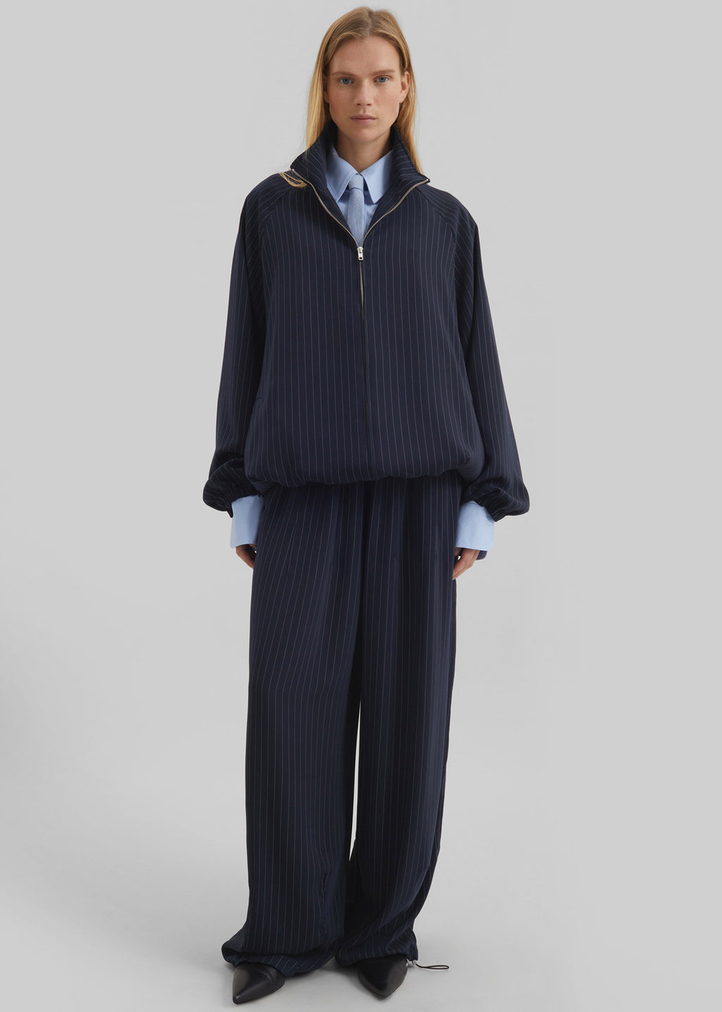 Oakdale Track Pants - Navy/White Pinstripe