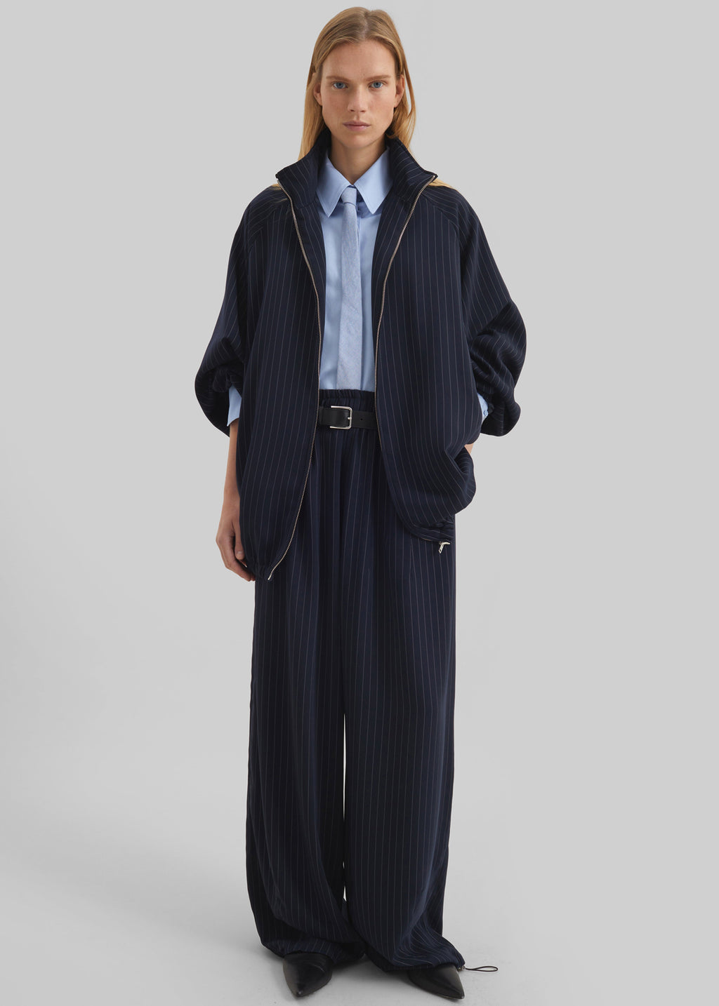 Oakdale Track Pants - Navy/White Pinstripe