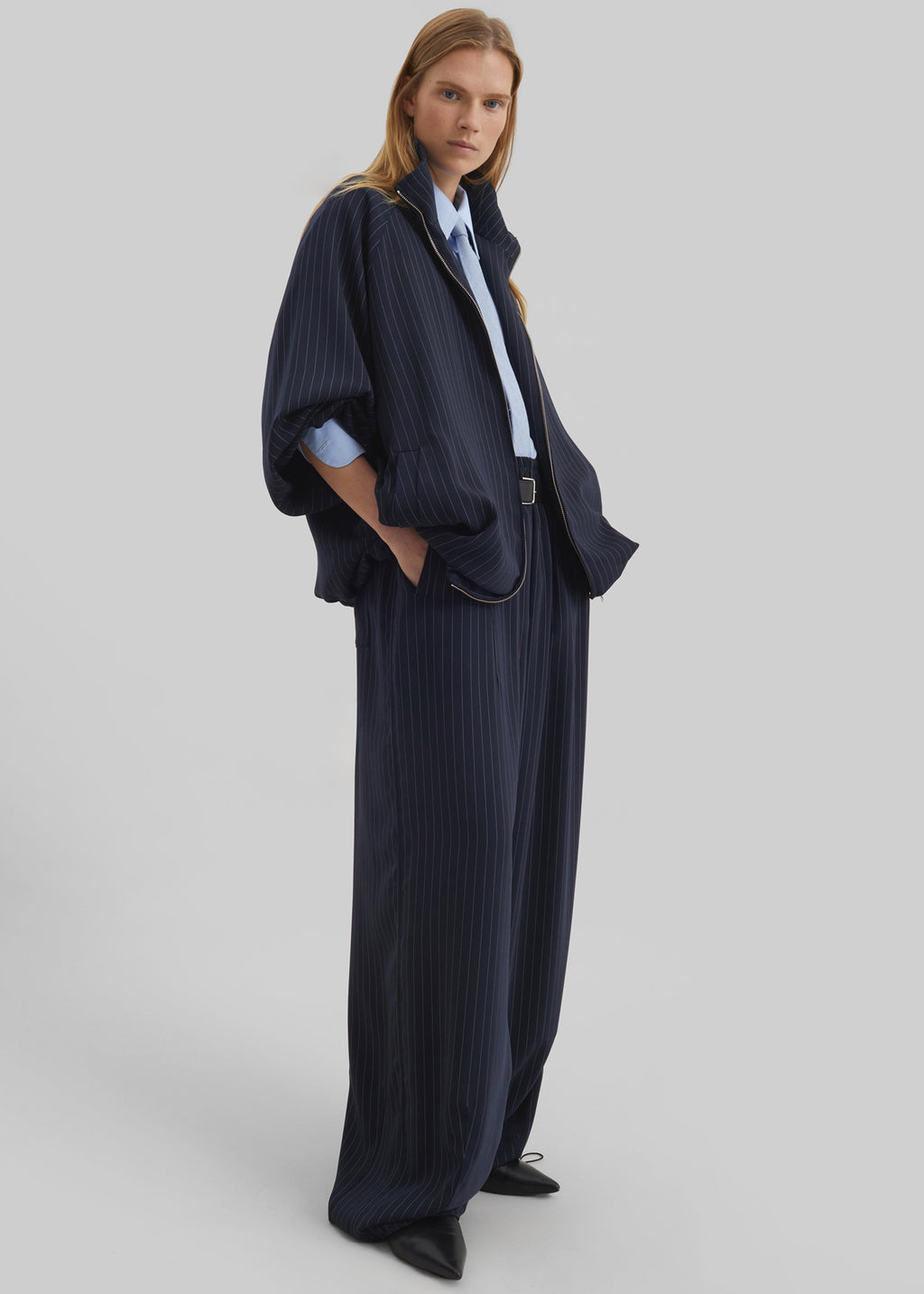 Oakdale Track Pants - Navy/White Pinstripe