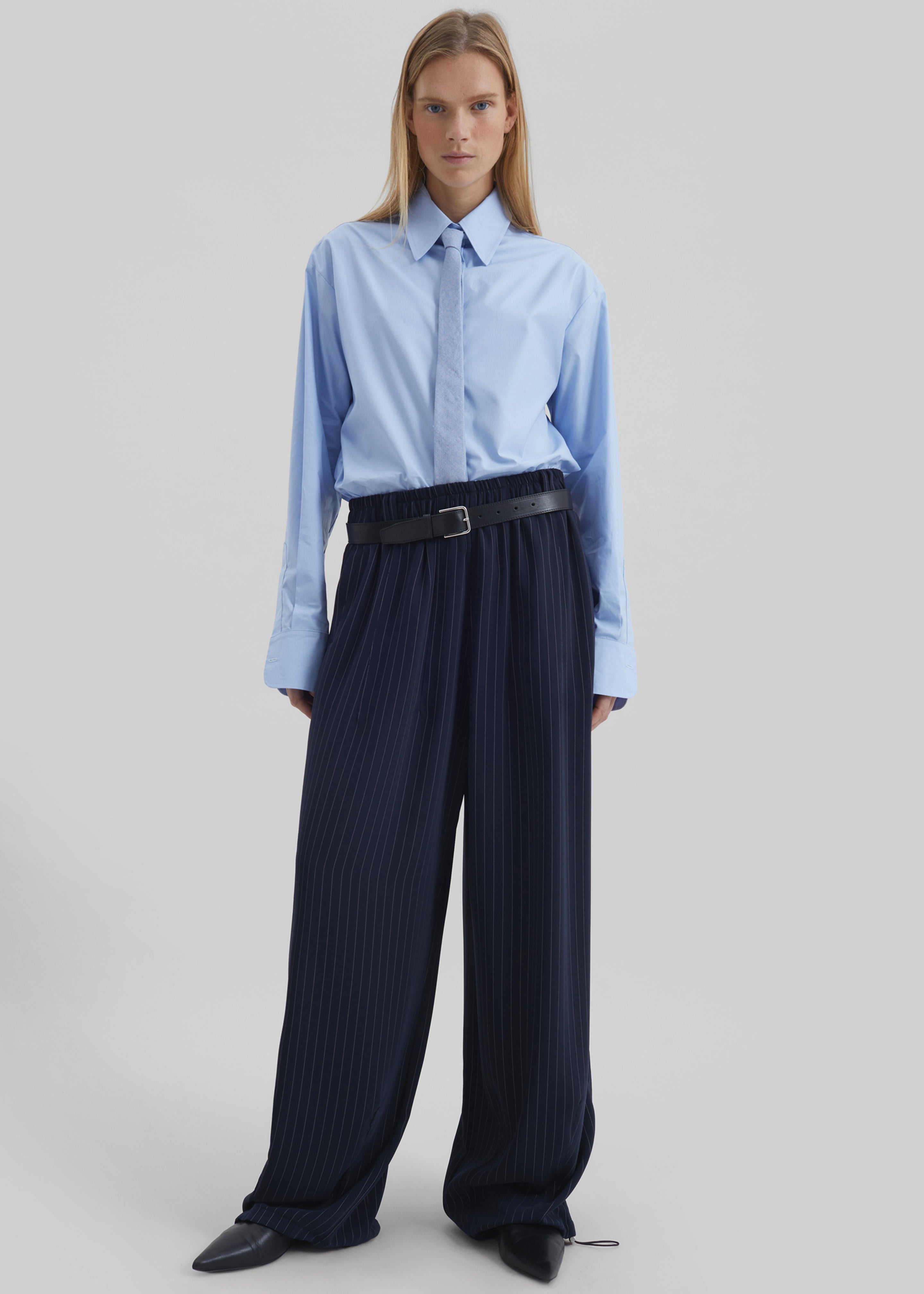Oakdale Track Pants - Navy/White Pinstripe