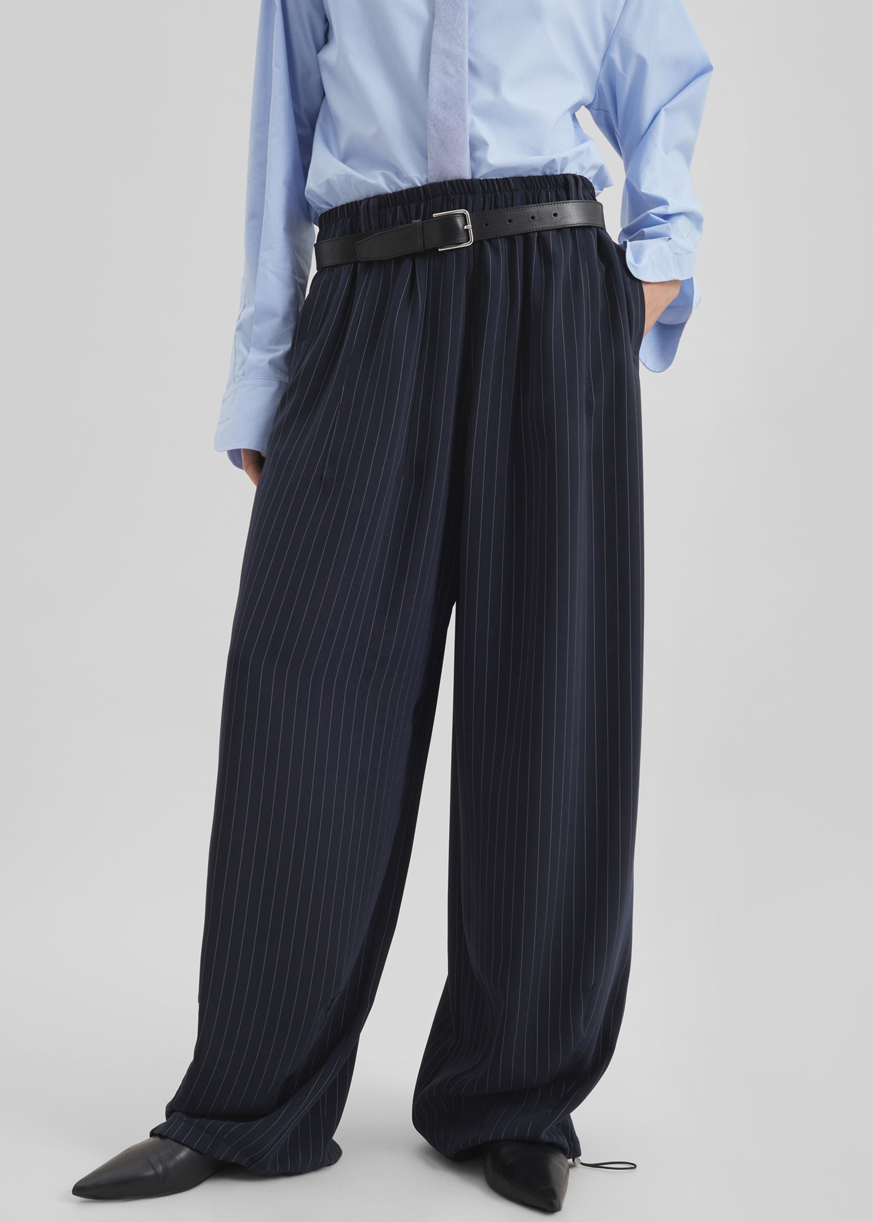 Oakdale Track Pants - Navy/White Pinstripe