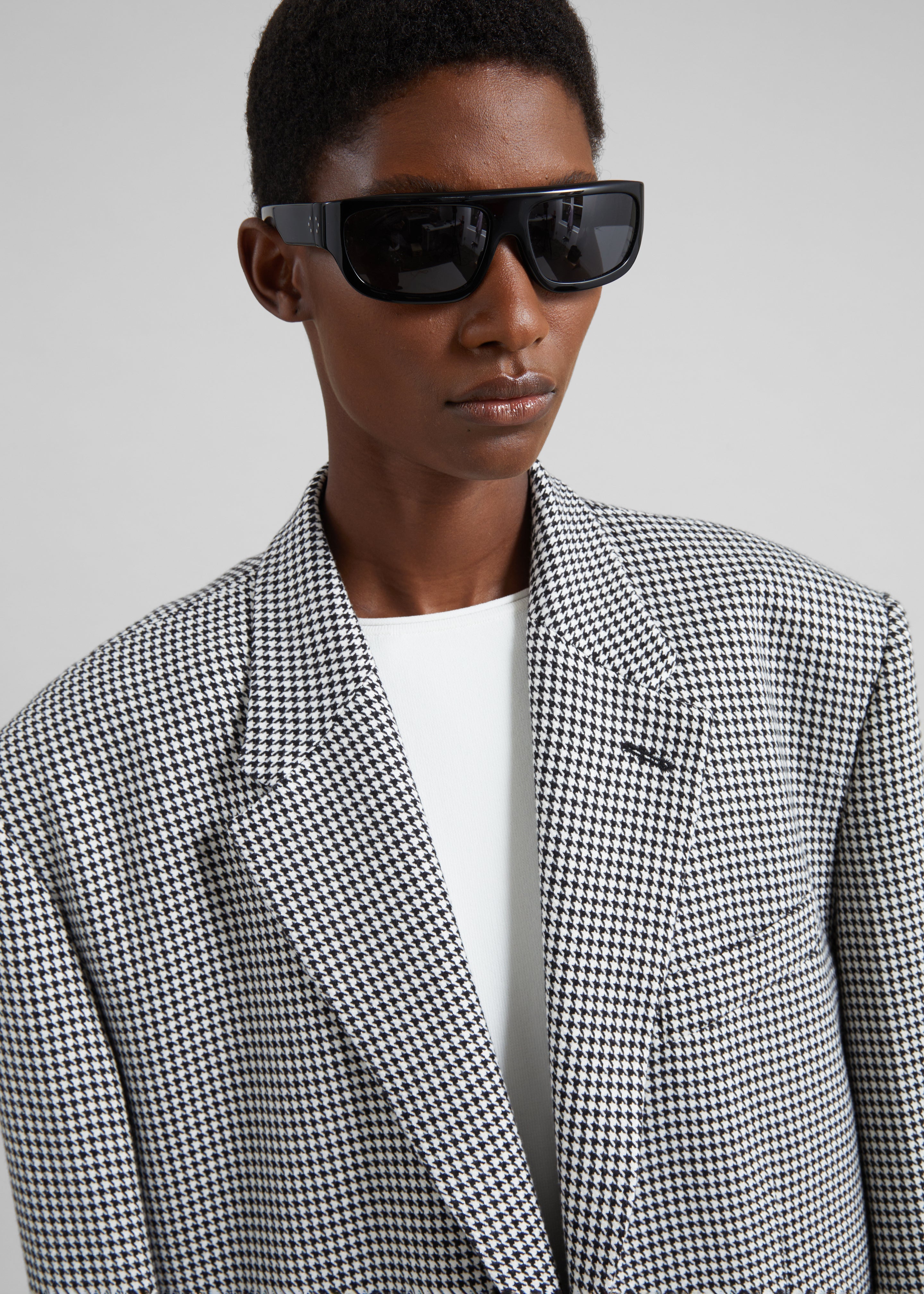 Olivella Oversized Padded Blazer - Black Houndstooth