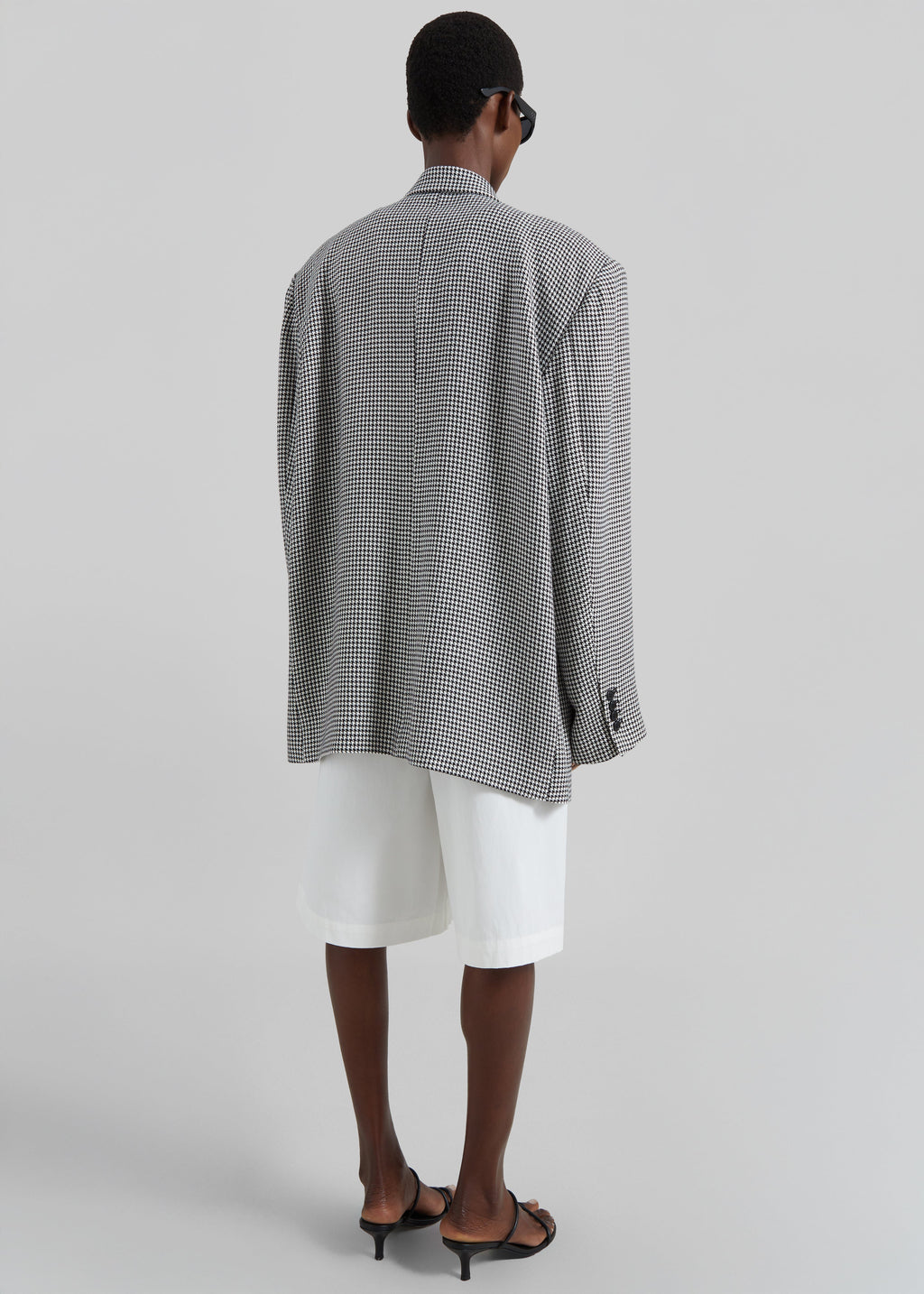 Olivella Oversized Padded Blazer - Black Houndstooth