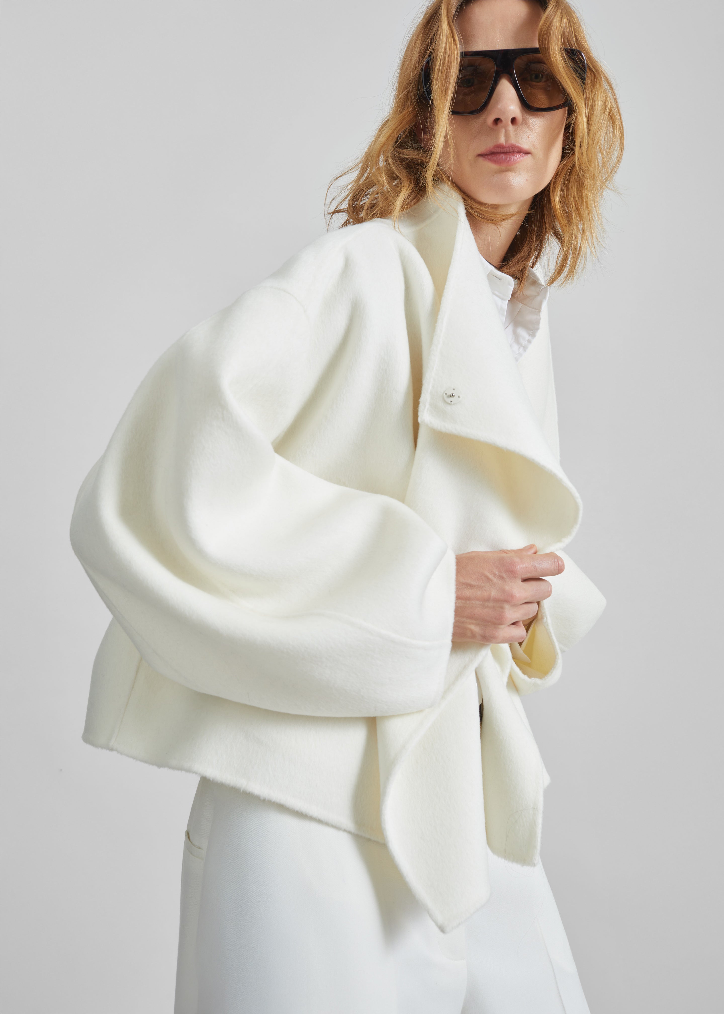 Onelle Wool Short Coat - White