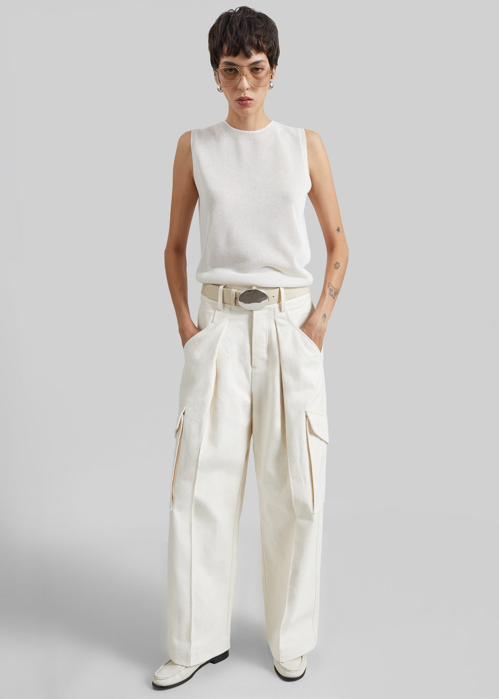 Oslo Cotton Cargo Pants - Beige