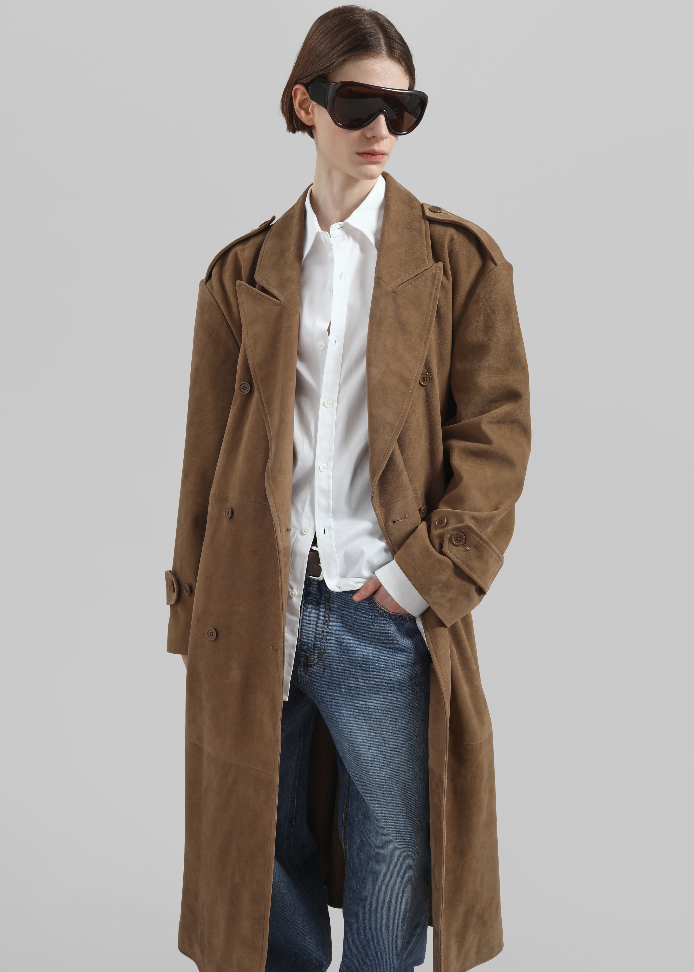 Pembroke Faux Suede Trench - Camel
