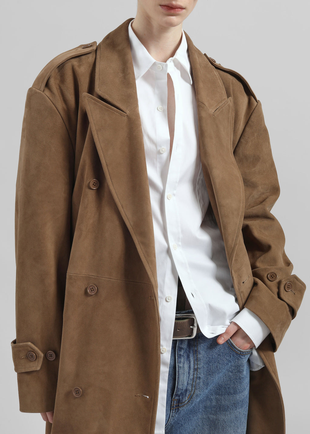 Pembroke Faux Suede Trench - Camel