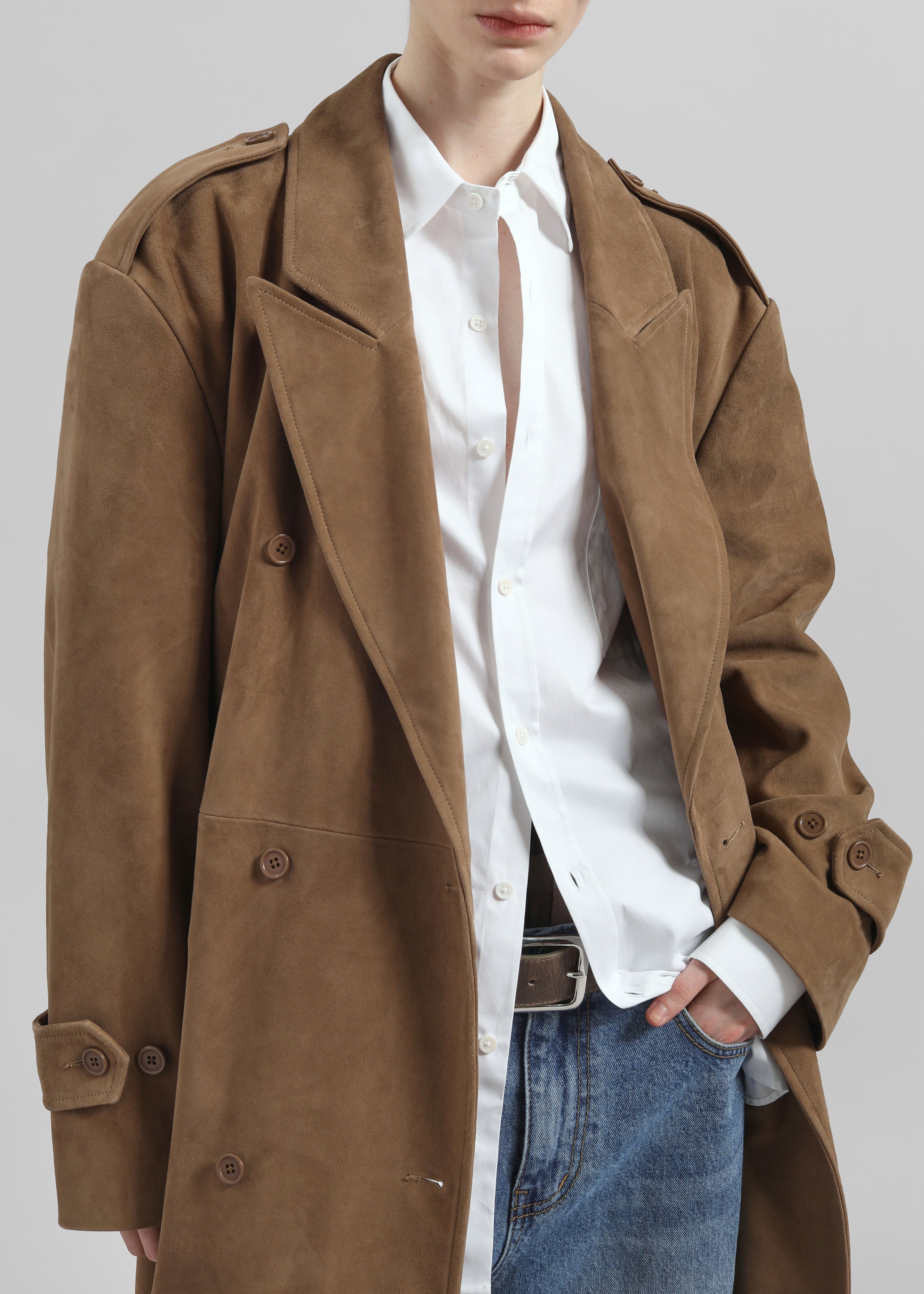 Pembroke Faux Suede Trench - Camel