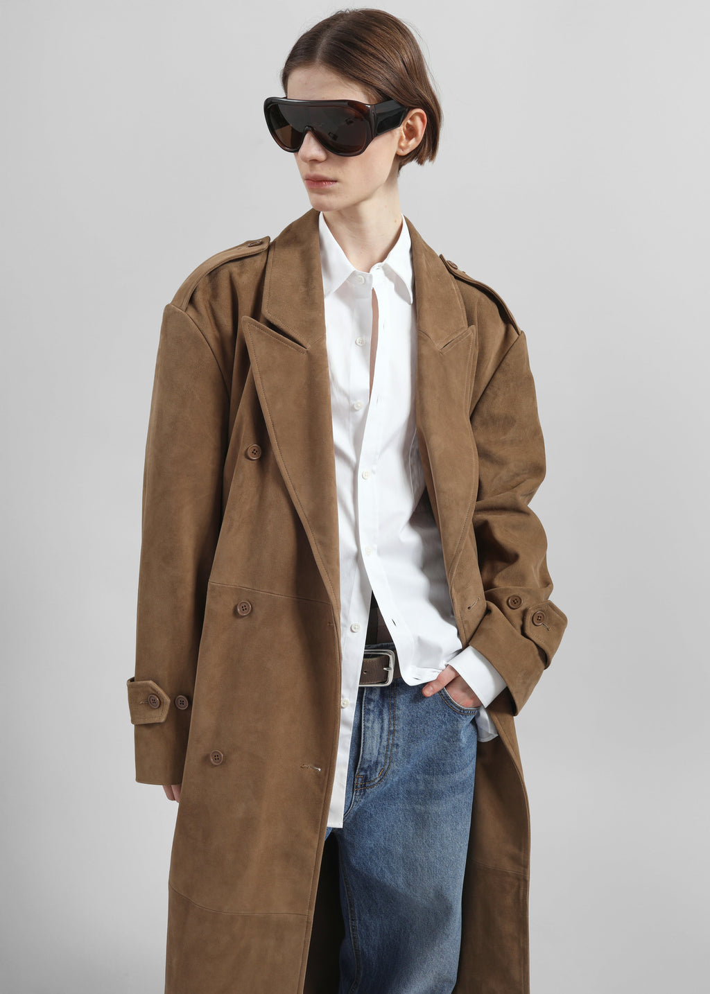 Pembroke Faux Suede Trench - Camel