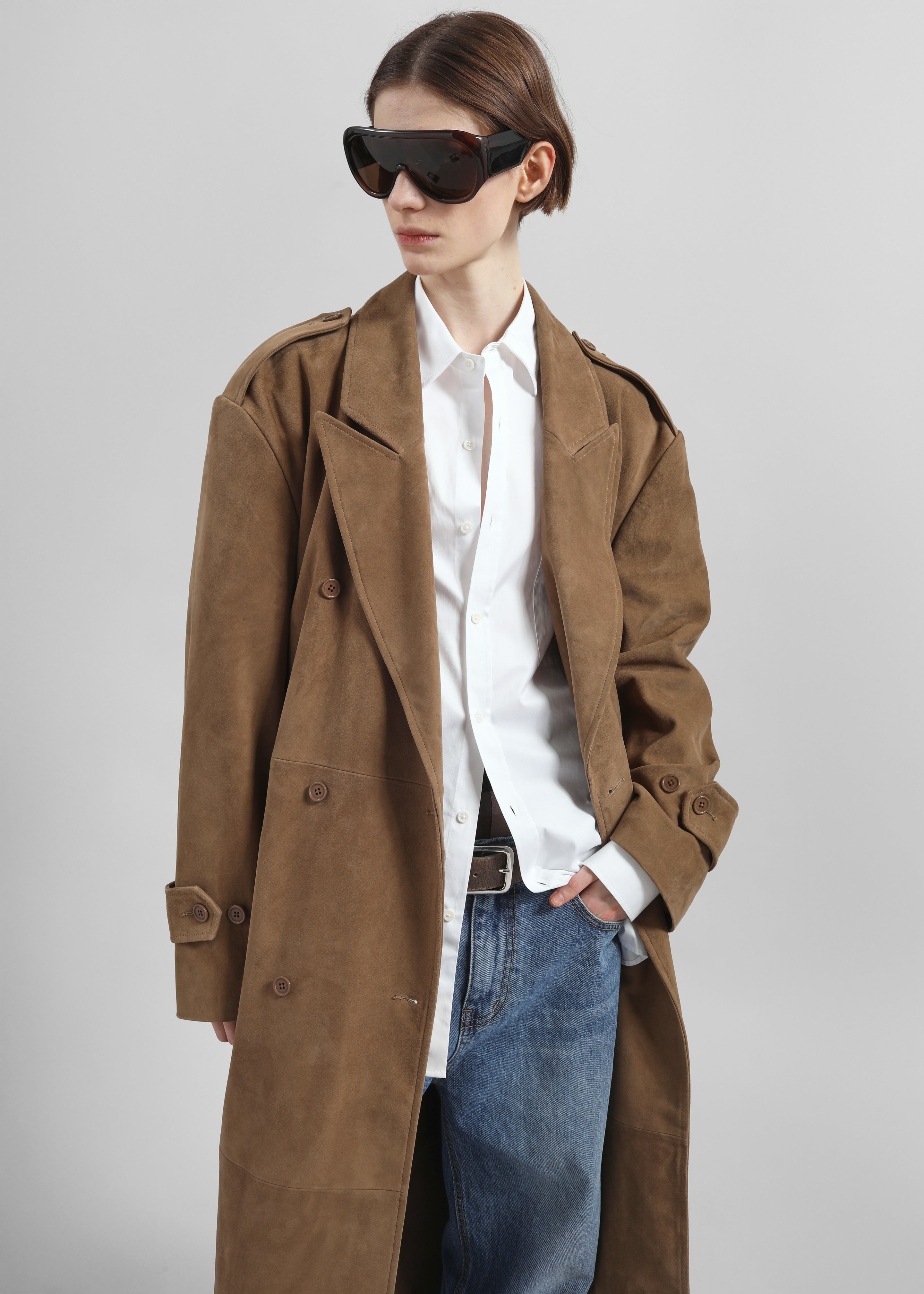 Pembroke Faux Suede Trench - Camel