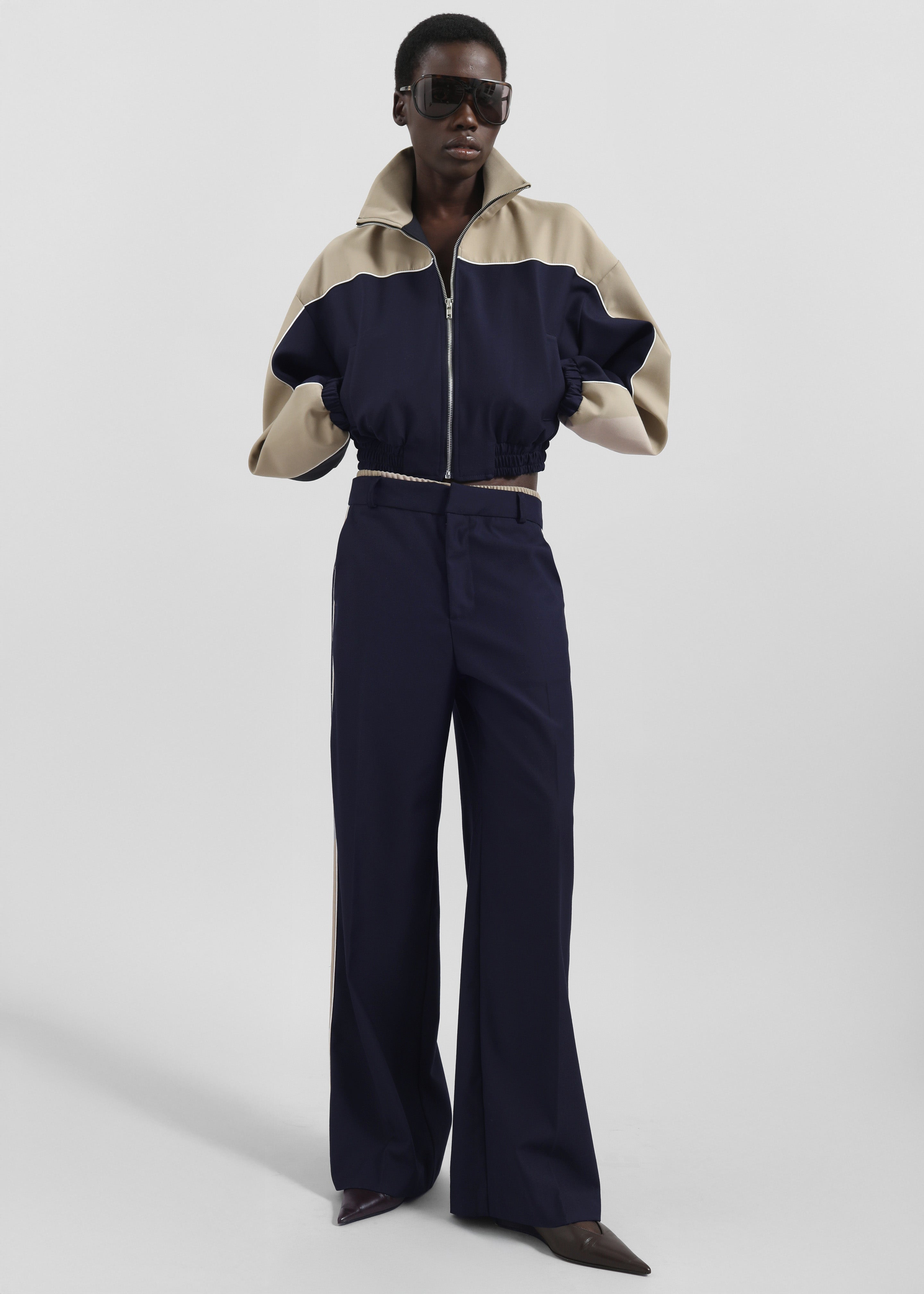 Penally Cropped Jacket - Navy