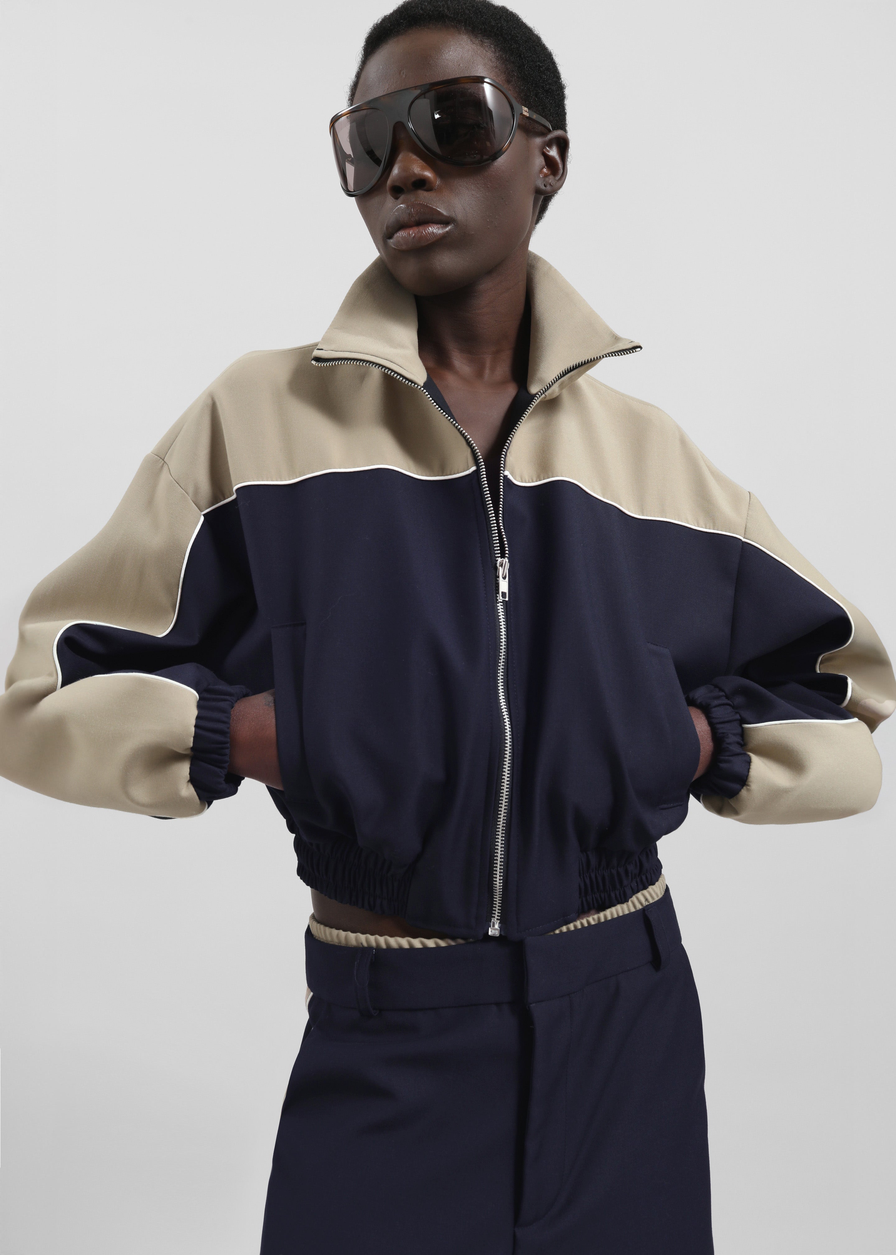 Penally Cropped Jacket - Navy