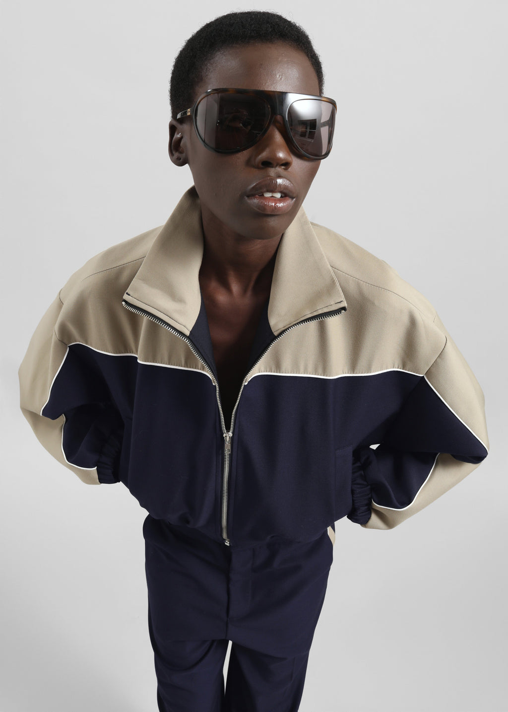 Penally Cropped Jacket - Navy