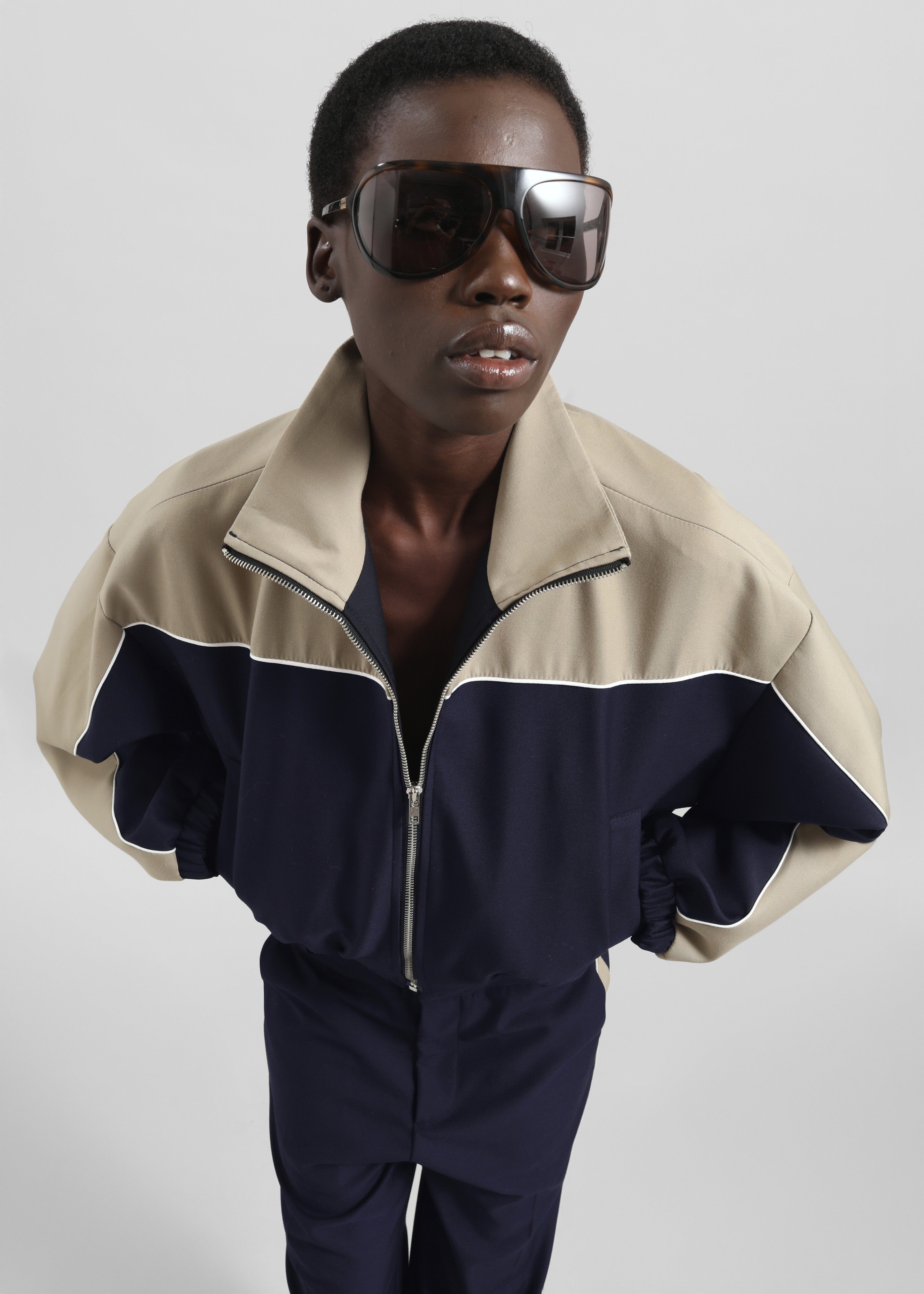 Penally Cropped Jacket - Navy