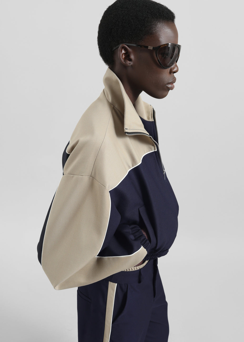 Penally Cropped Jacket - Navy