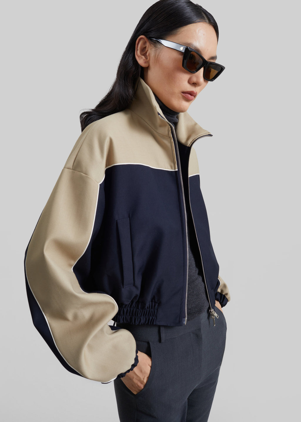 Penally Cropped Jacket - Navy
