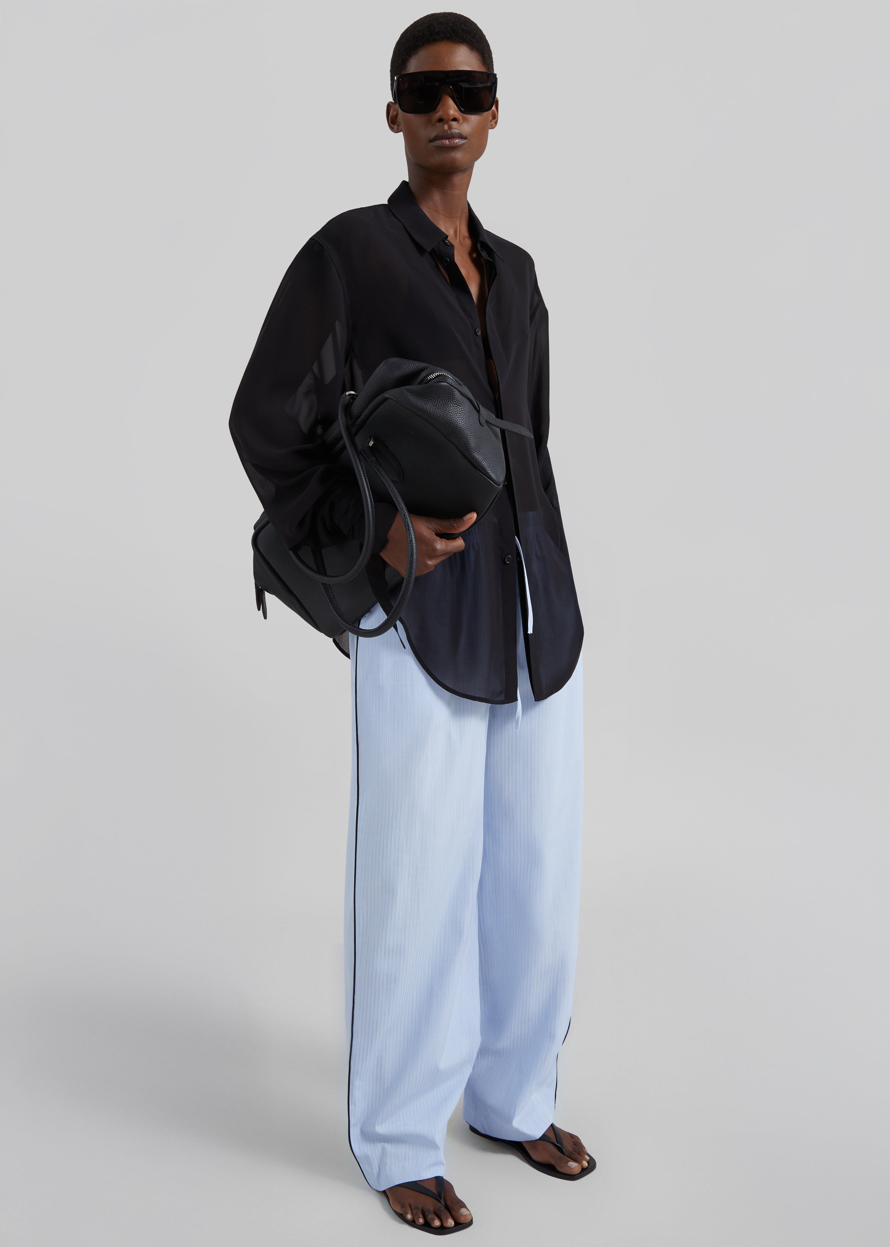 Porto Contrast Piped Pants - Blue/White Stripe