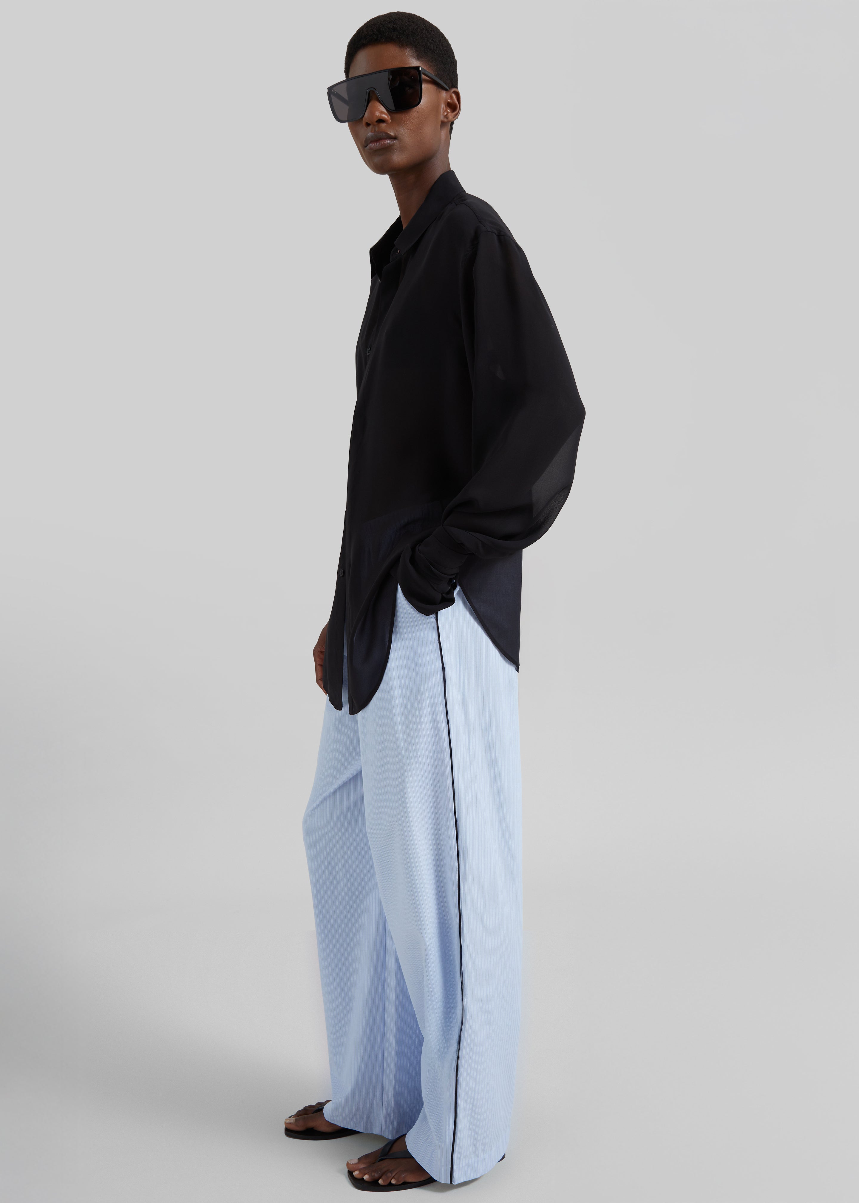 Porto Contrast Piped Pants - Blue/White Stripe