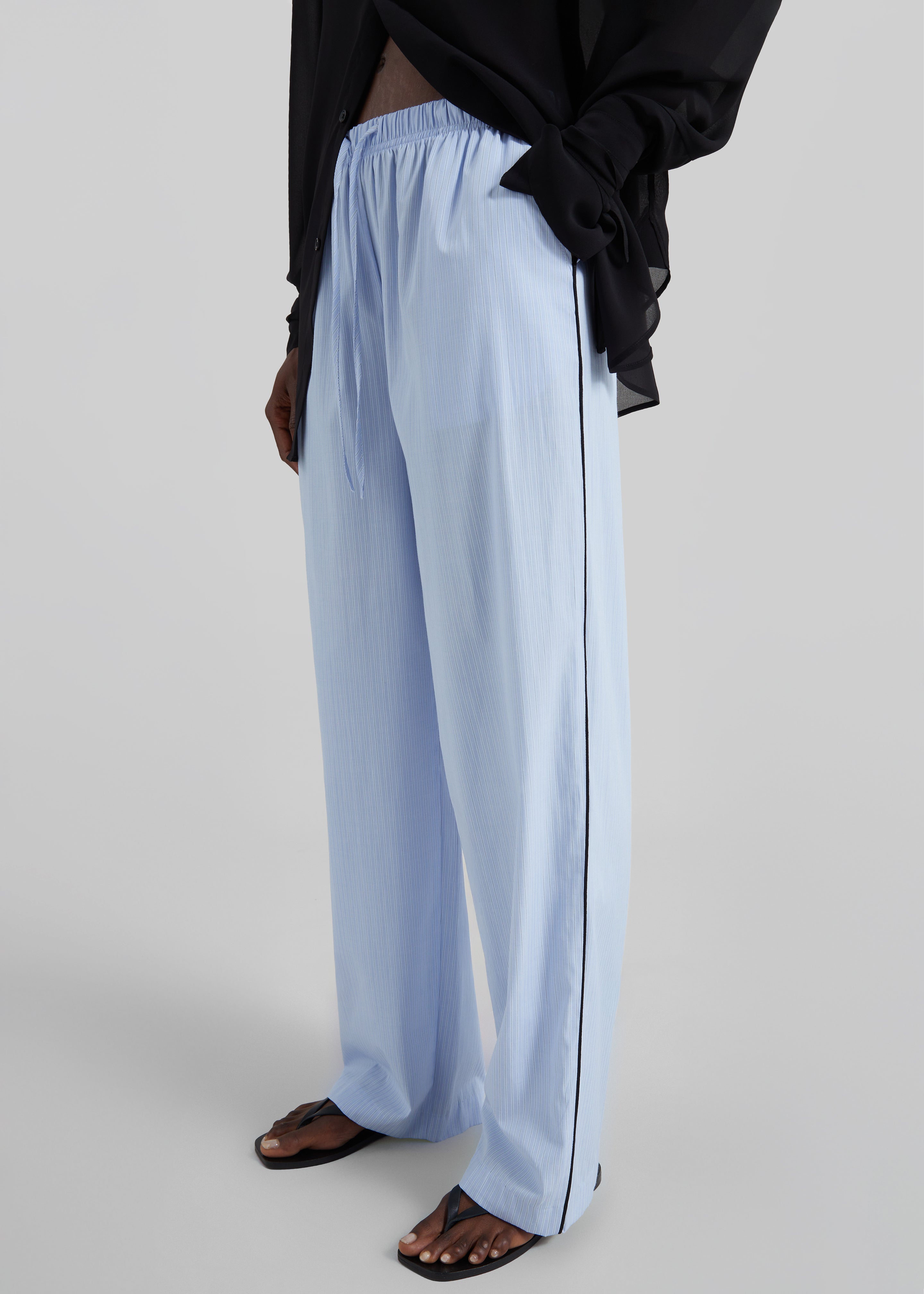 Porto Contrast Piped Pants - Blue/White Stripe