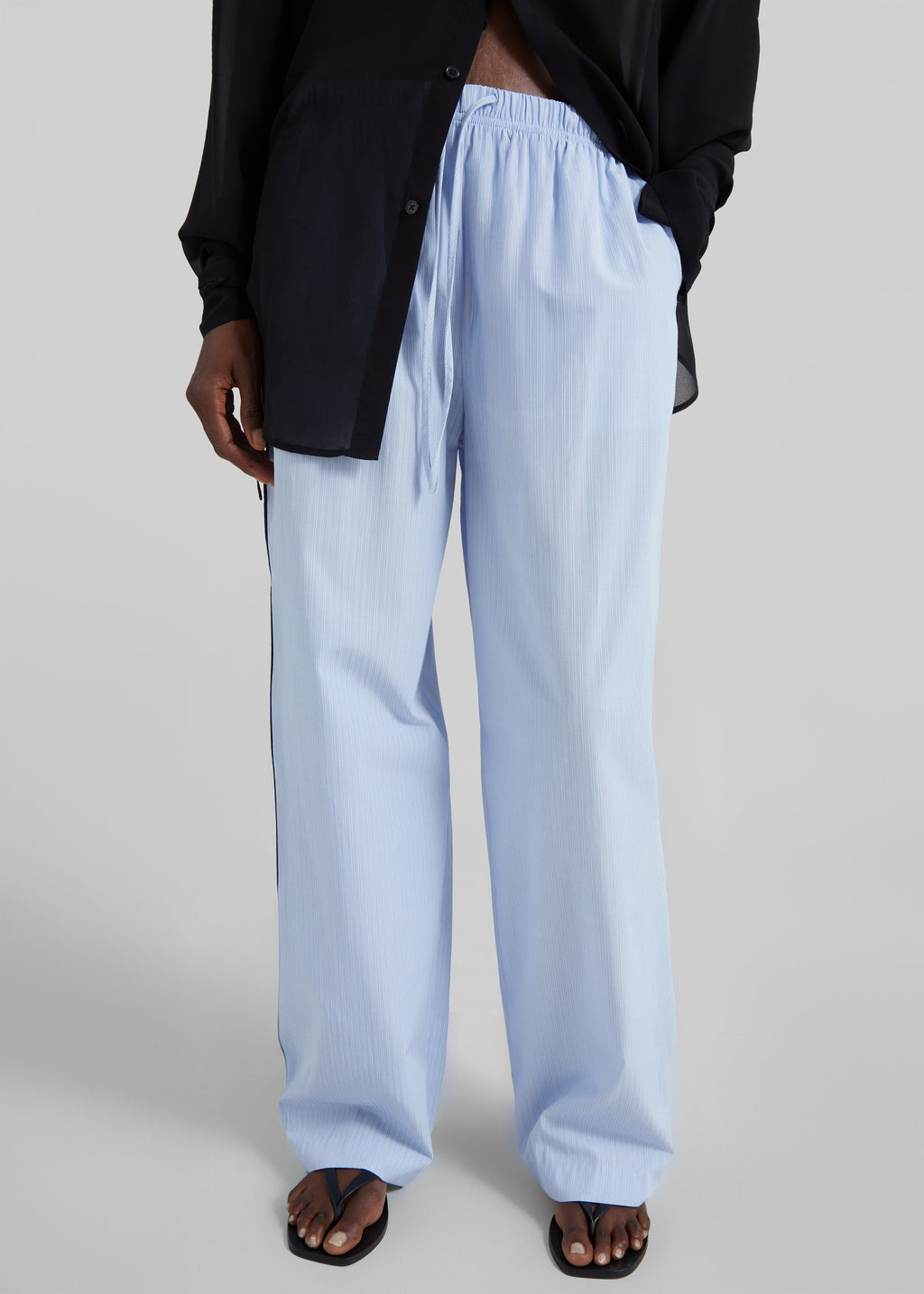 Porto Contrast Piped Pants - Blue/White Stripe