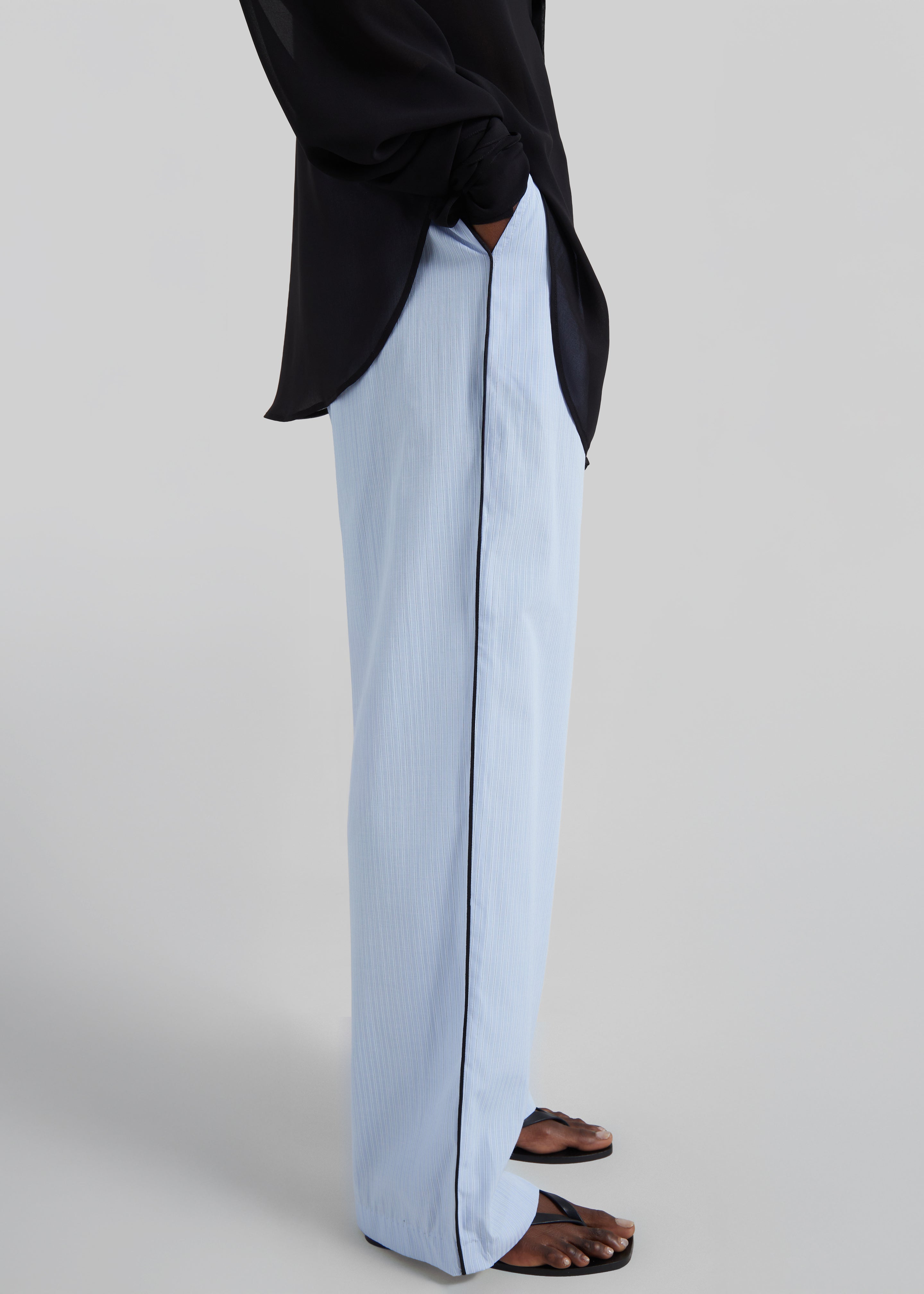 Porto Contrast Piped Pants - Blue/White Stripe