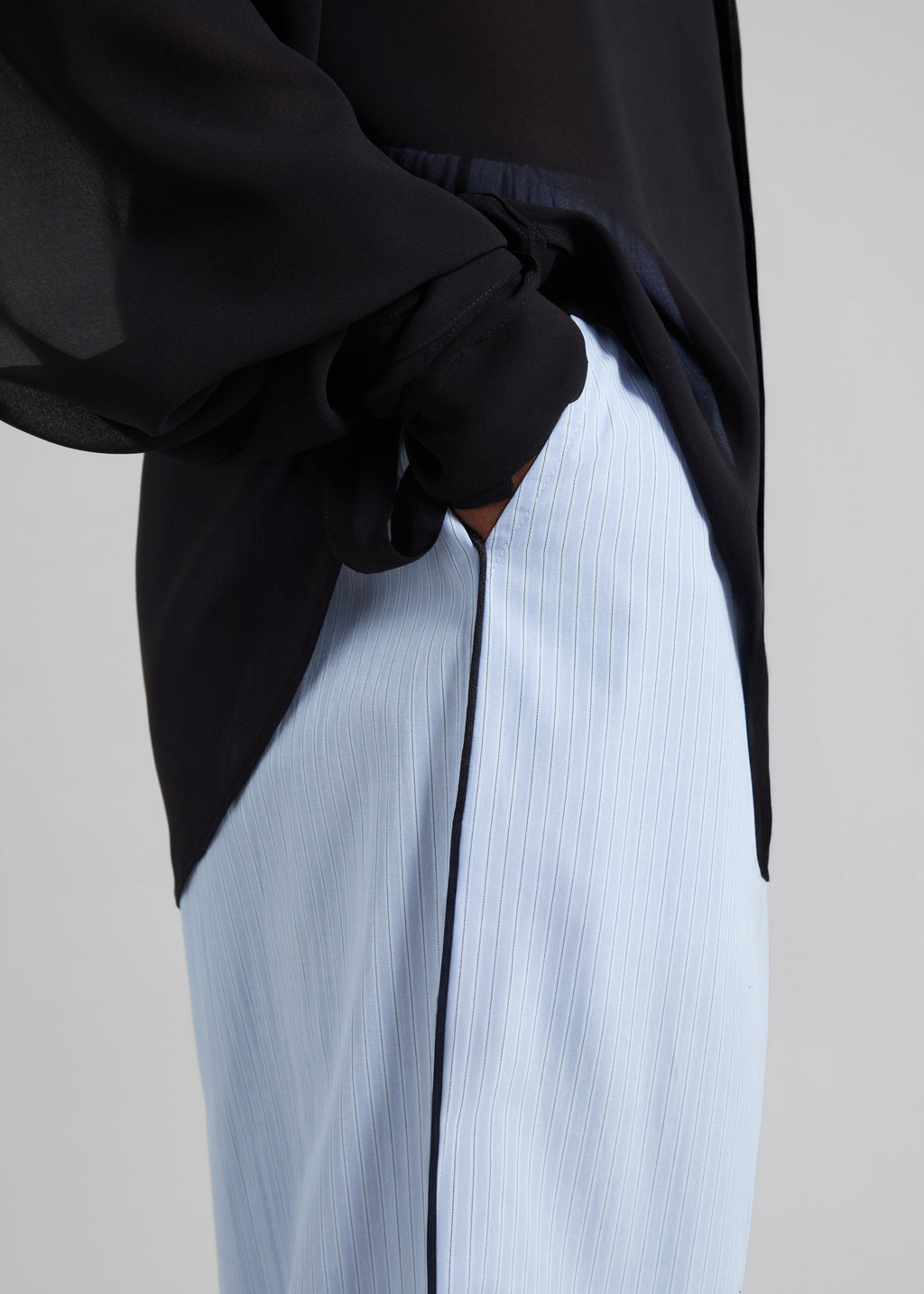 Porto Contrast Piped Pants - Blue/White Stripe