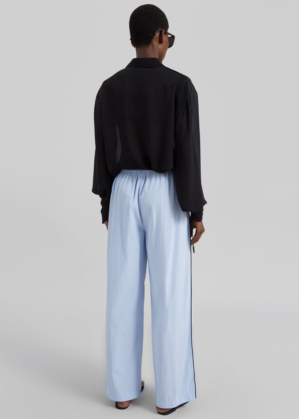 Porto Contrast Piped Pants - Blue/White Stripe