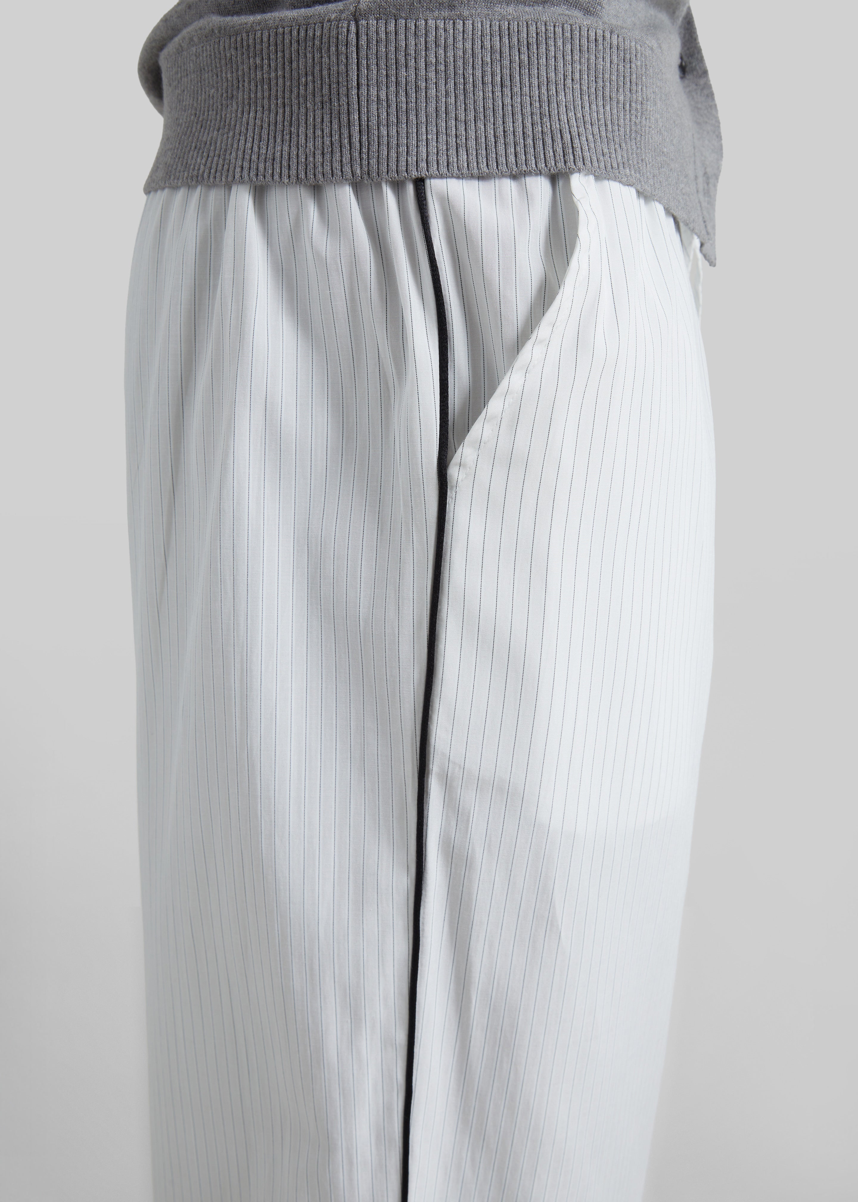Porto Contrast Piped Pants - White/Black Stripe