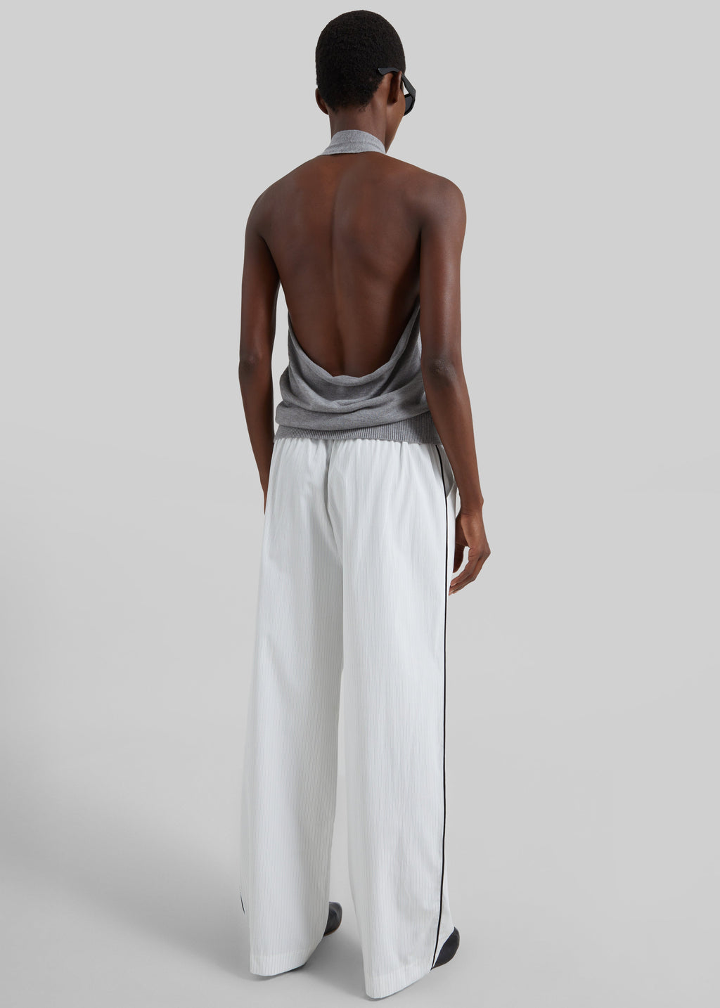 Porto Contrast Piped Pants - White/Black Stripe