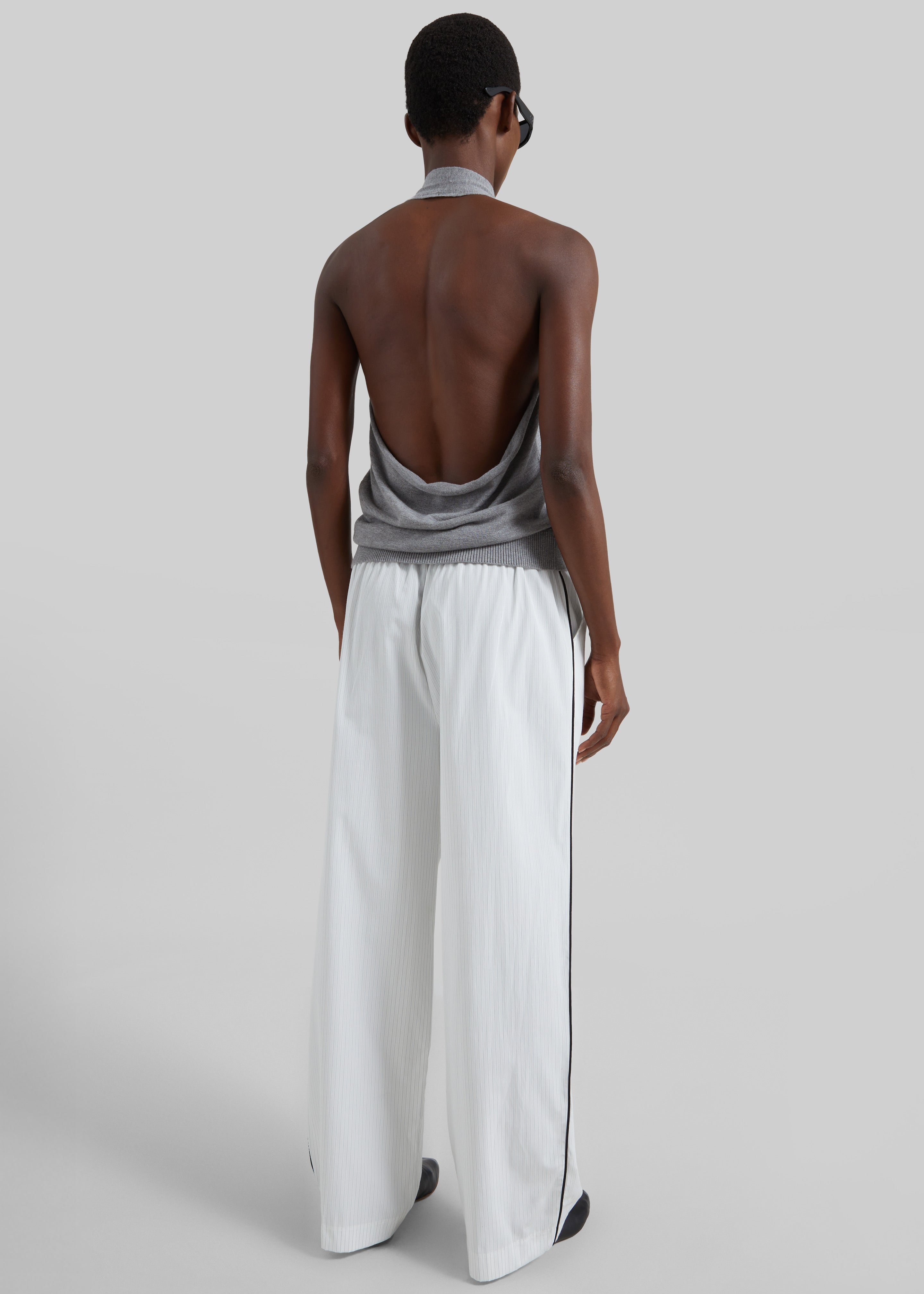 Porto Contrast Piped Pants - White/Black Stripe