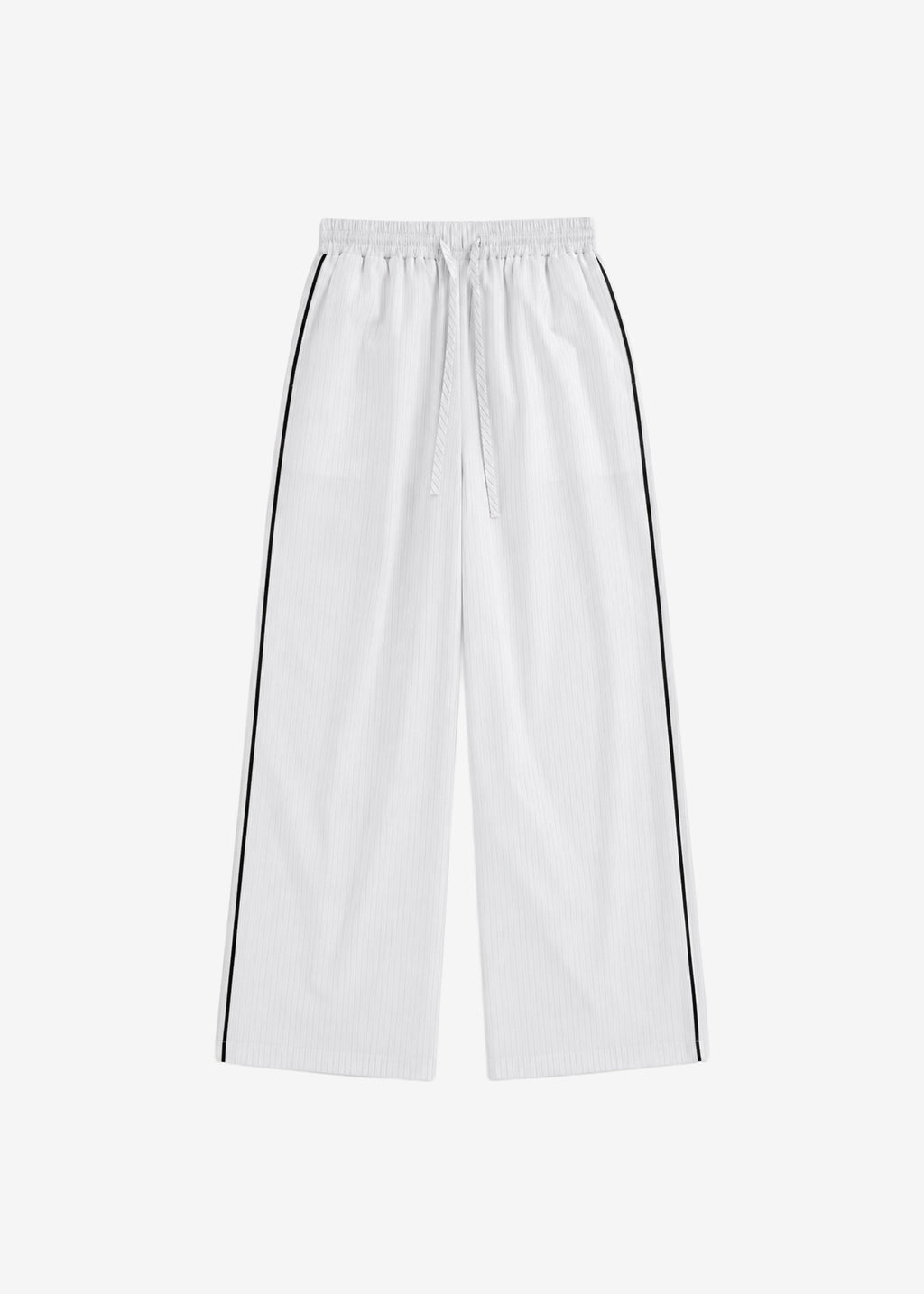 Porto Contrast Piped Pants - White/Black Stripe