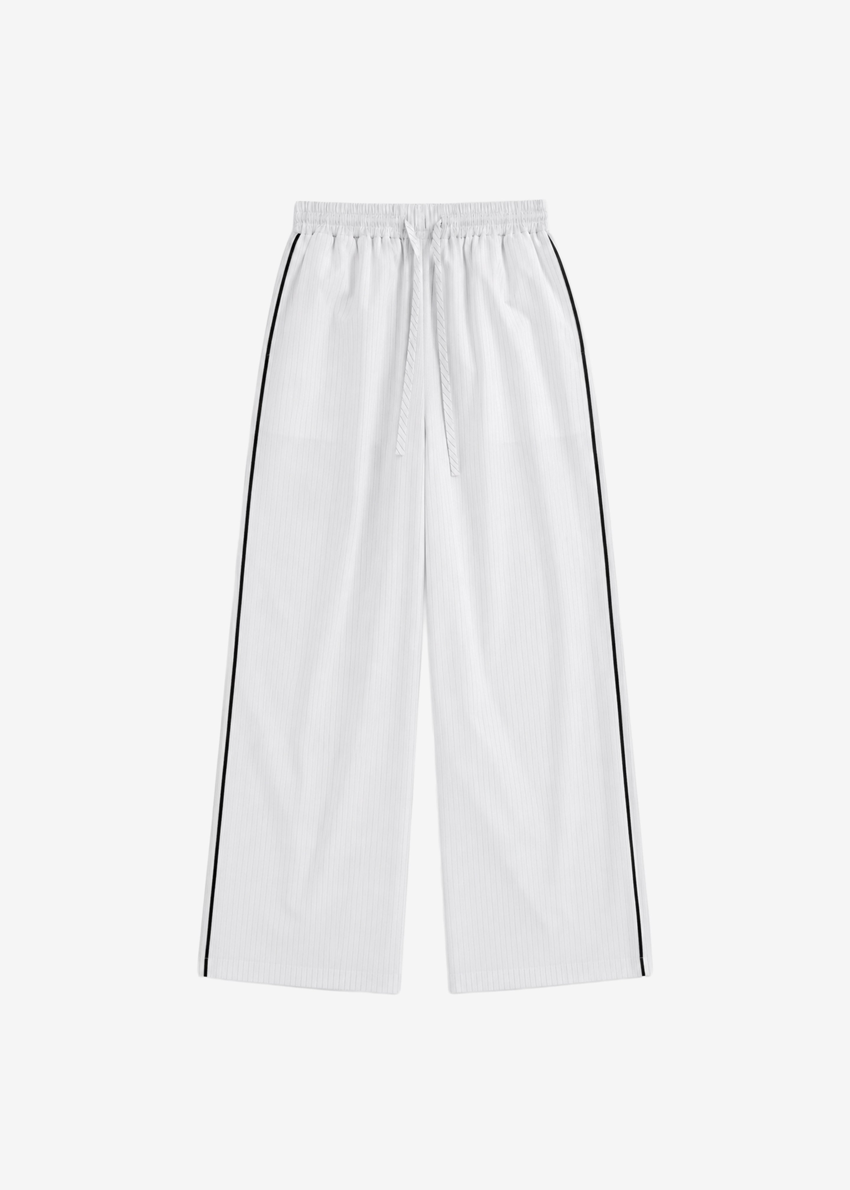 Porto Contrast Piped Pants - White/Black Stripe